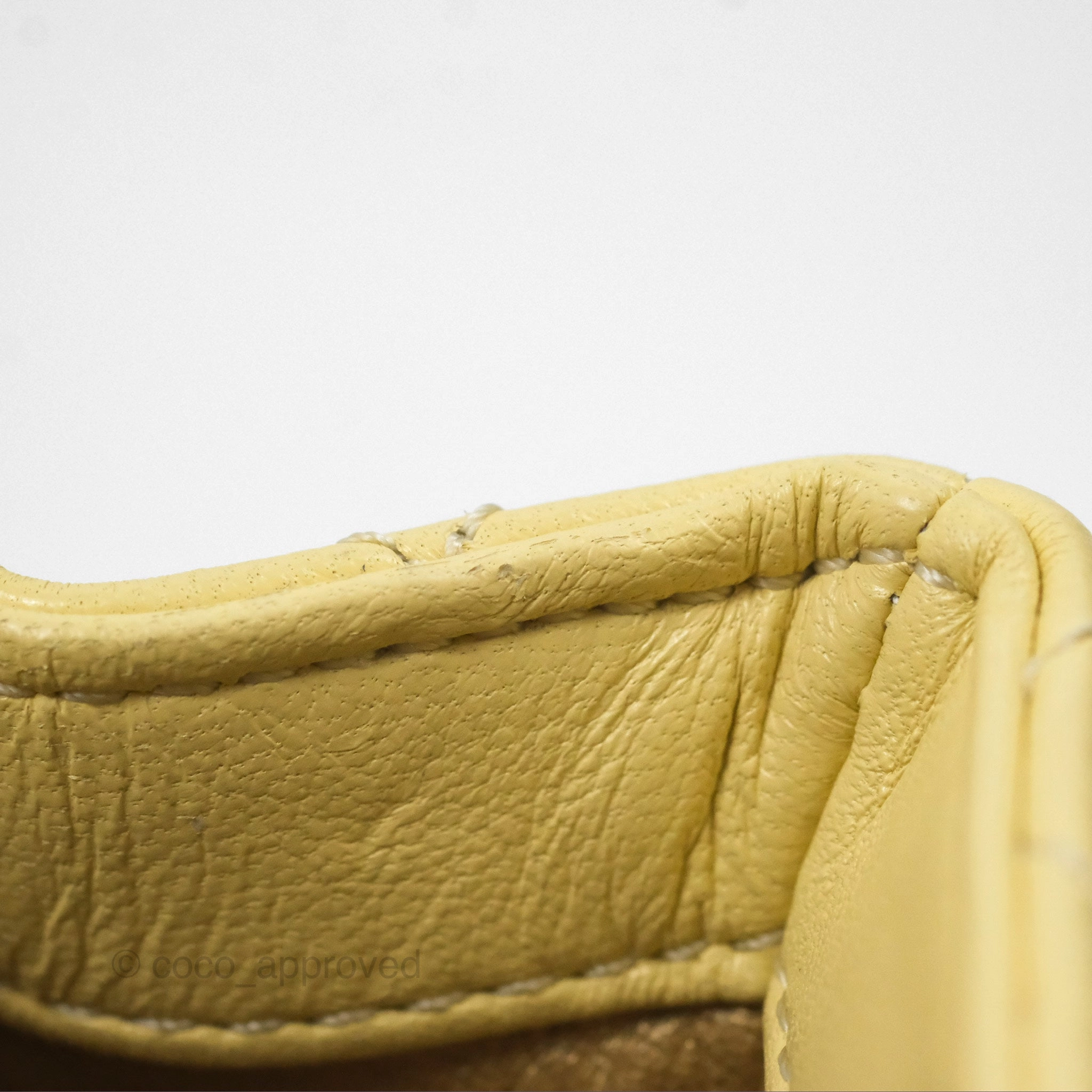 Chanel Pearl Crush Mini Square Quilted Yellow Lambskin Aged Gold Hardware