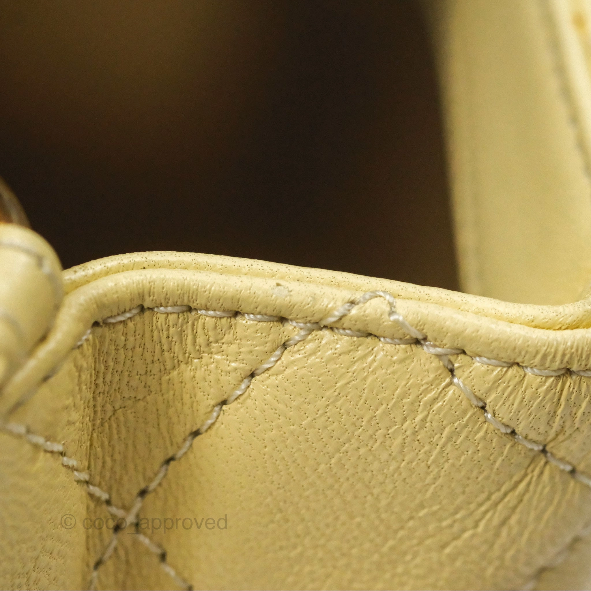 Chanel Pearl Crush Mini Square Quilted Yellow Lambskin Aged Gold Hardware