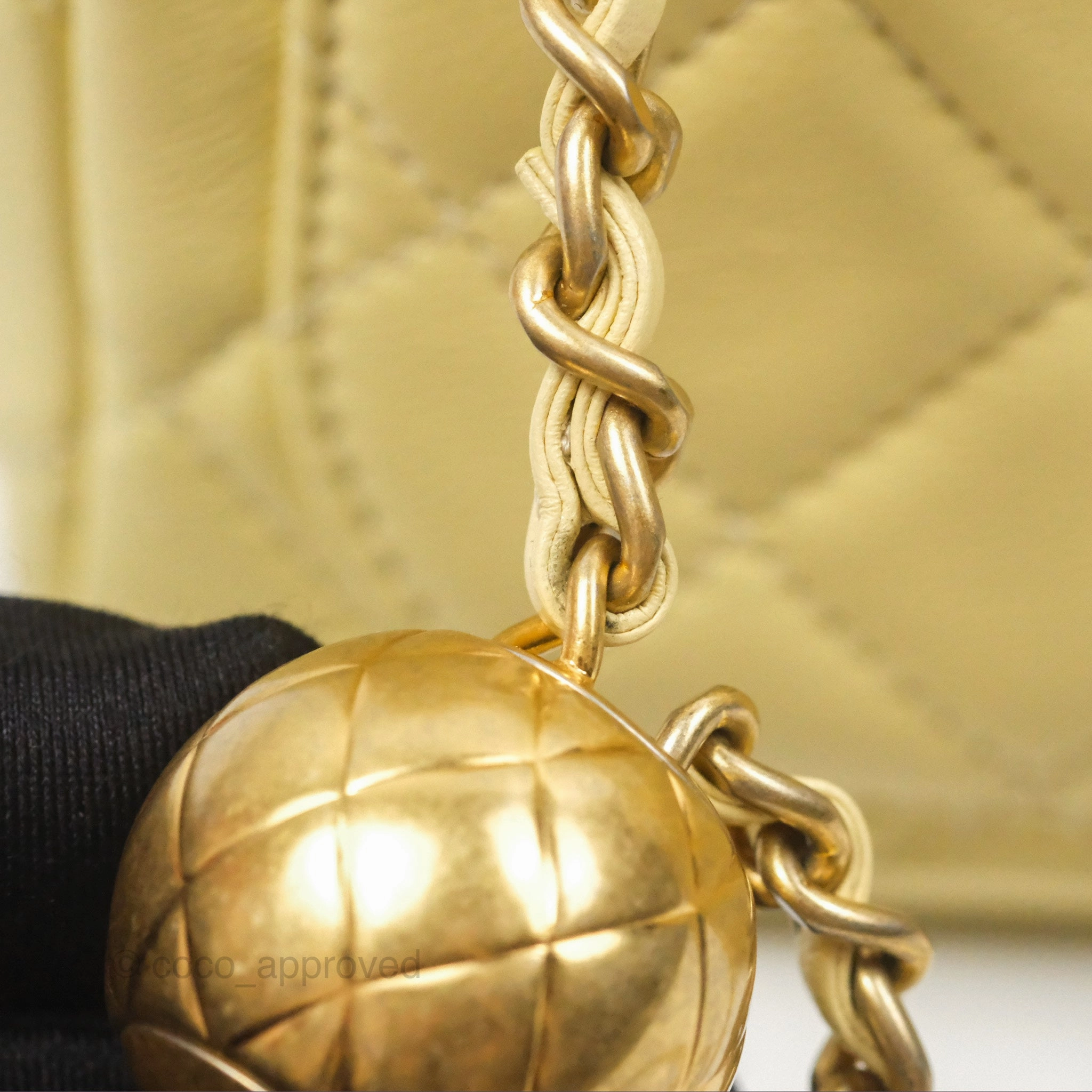 Chanel Pearl Crush Mini Square Quilted Yellow Lambskin Aged Gold Hardware