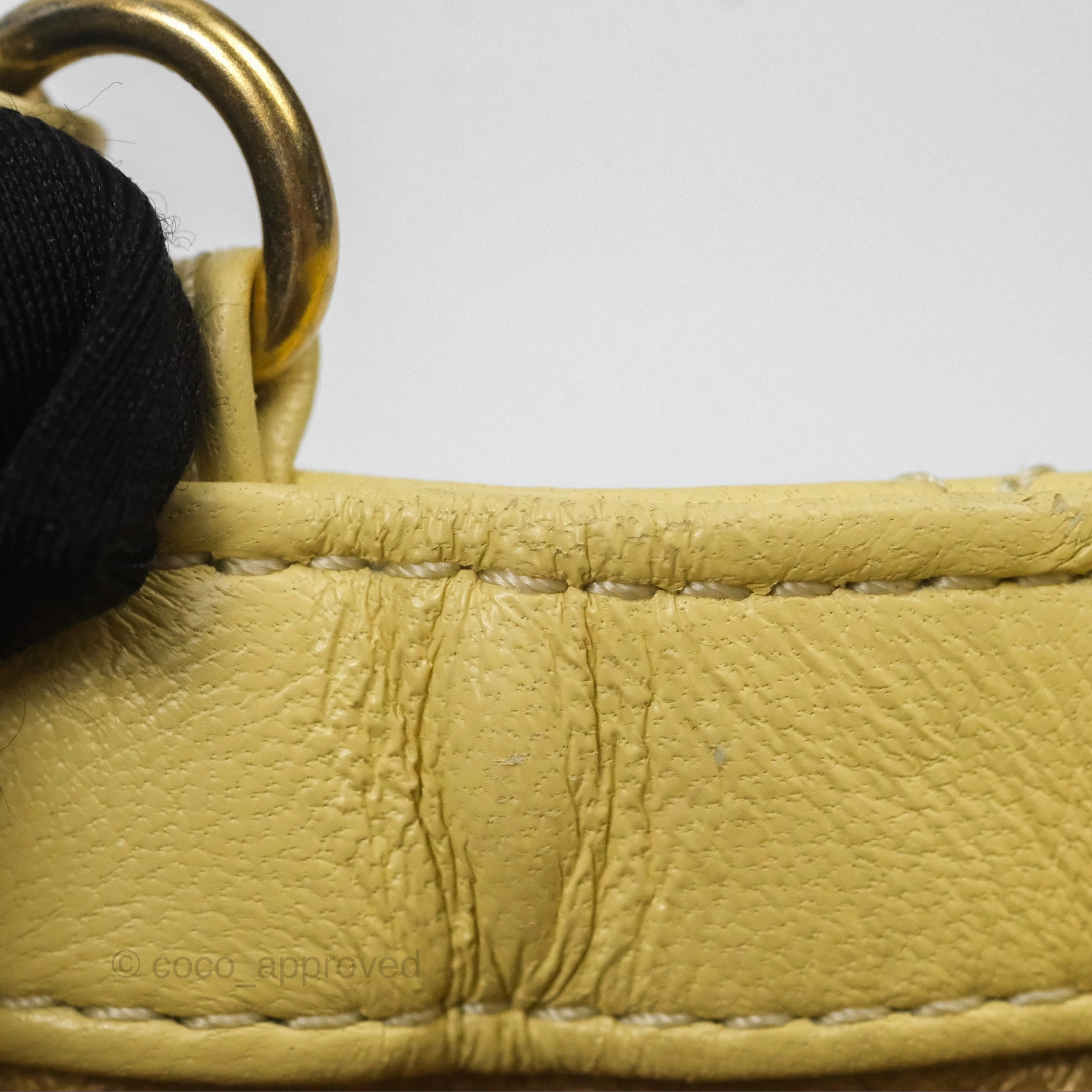 Chanel Pearl Crush Mini Square Quilted Yellow Lambskin Aged Gold Hardware