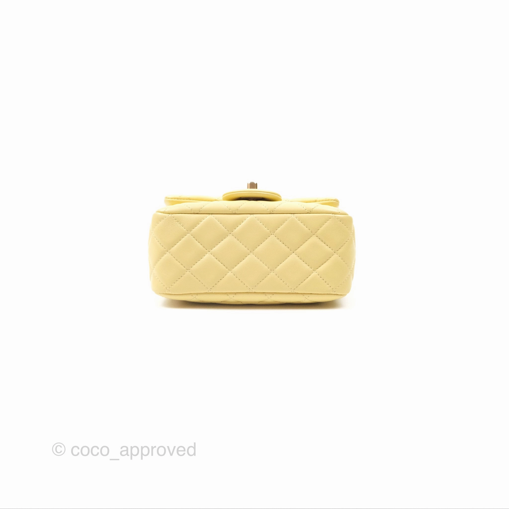 Chanel Pearl Crush Mini Square Quilted Yellow Lambskin Aged Gold Hardware