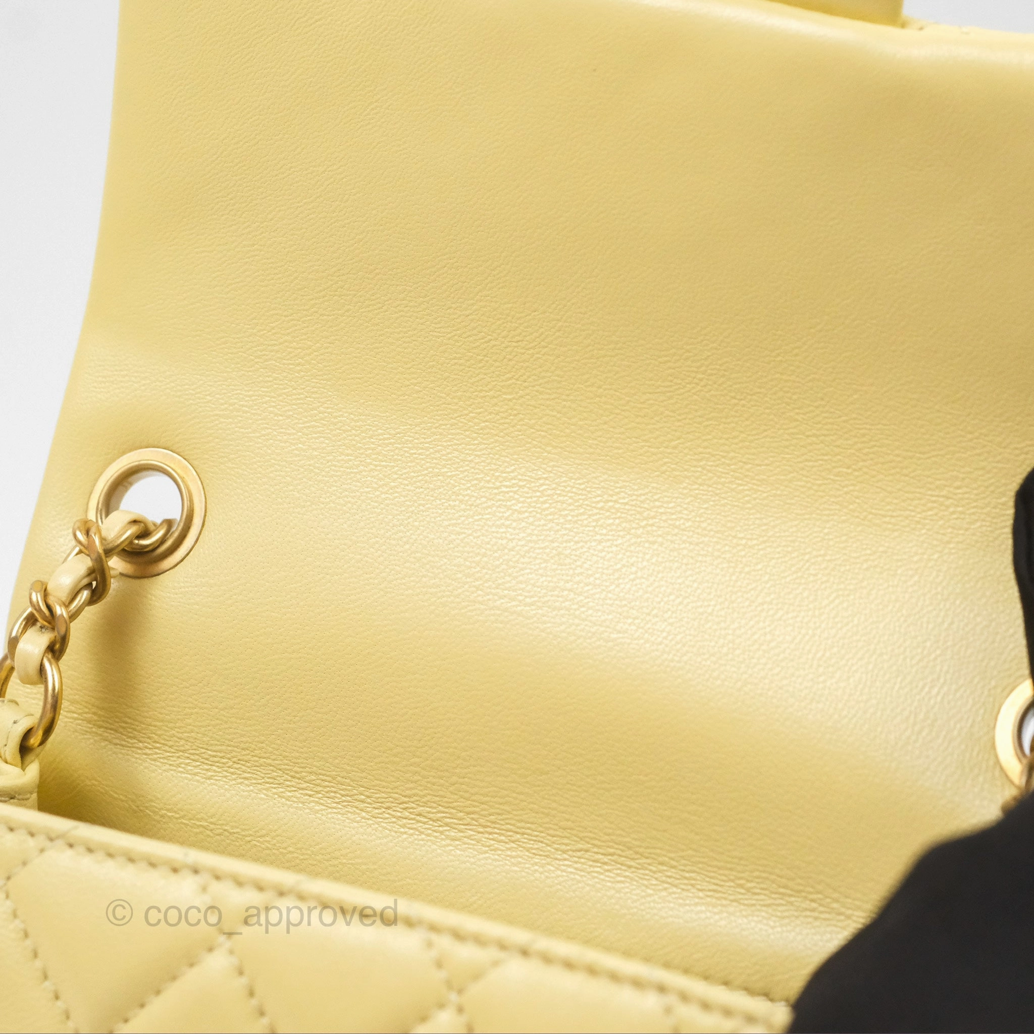 Chanel Pearl Crush Mini Square Quilted Yellow Lambskin Aged Gold Hardware