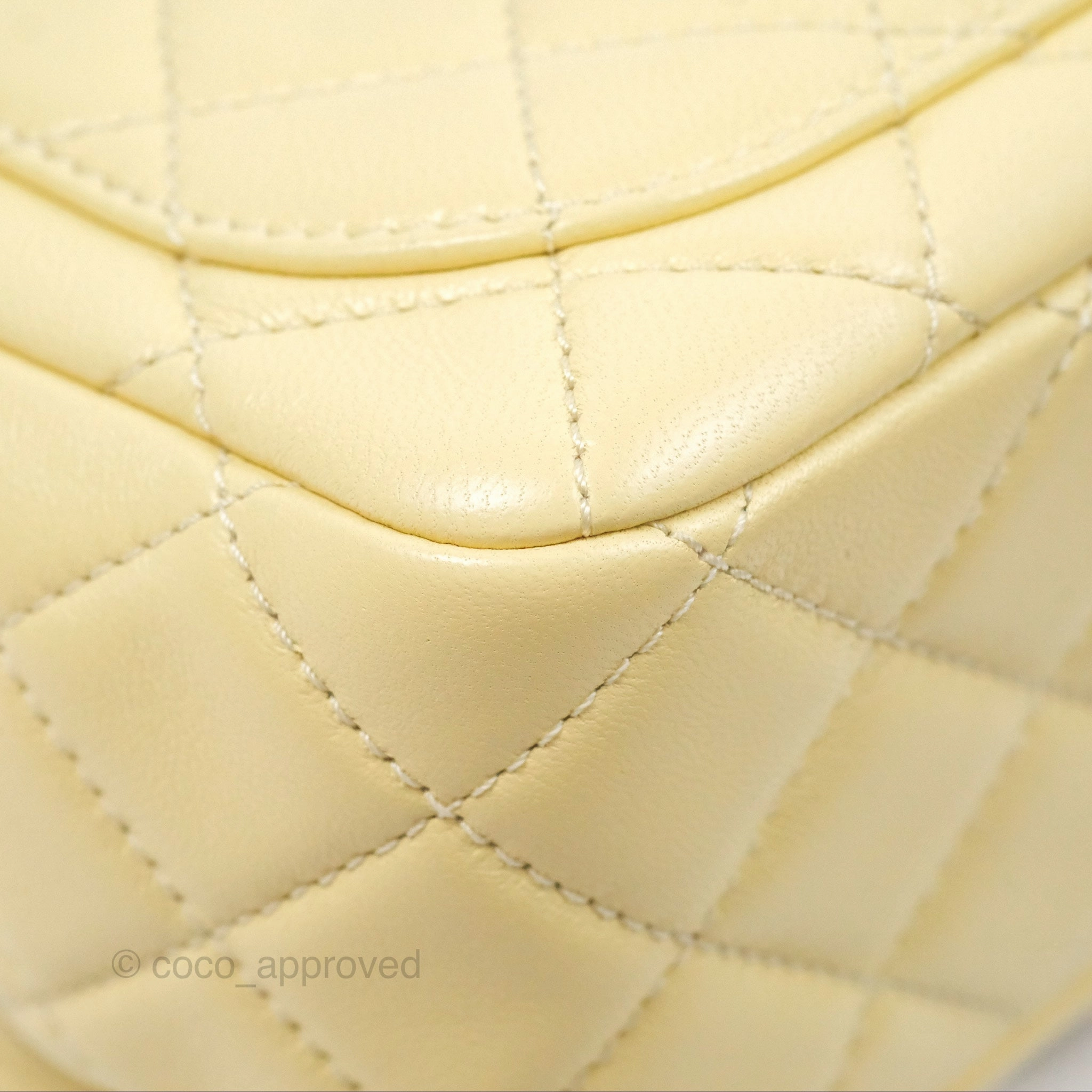 Chanel Pearl Crush Mini Square Quilted Yellow Lambskin Aged Gold Hardware