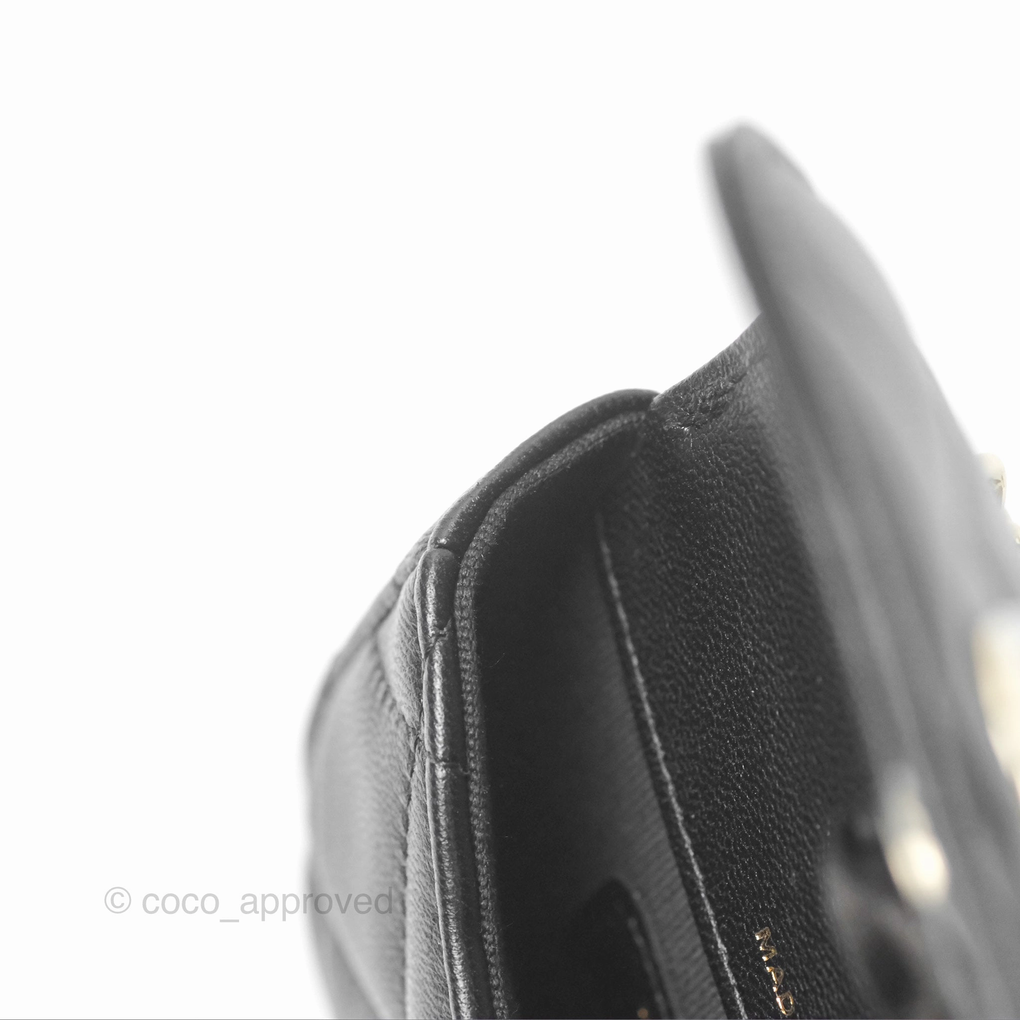 Chanel Pearl Top Handle Mini Clutch with Chain Black Lambskin Gold Hardware