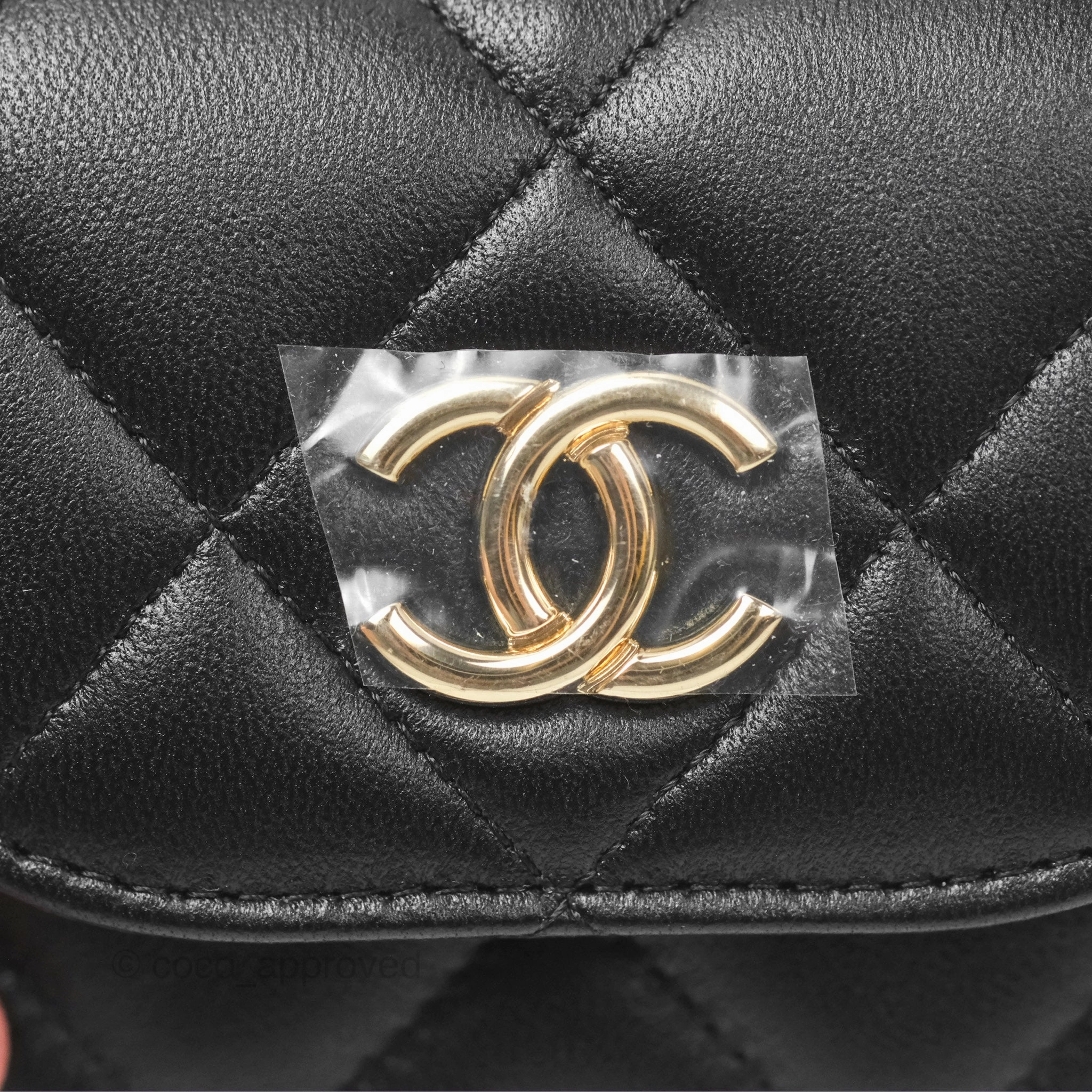 Chanel Pearl Top Handle Mini Clutch with Chain Black Lambskin Gold Hardware