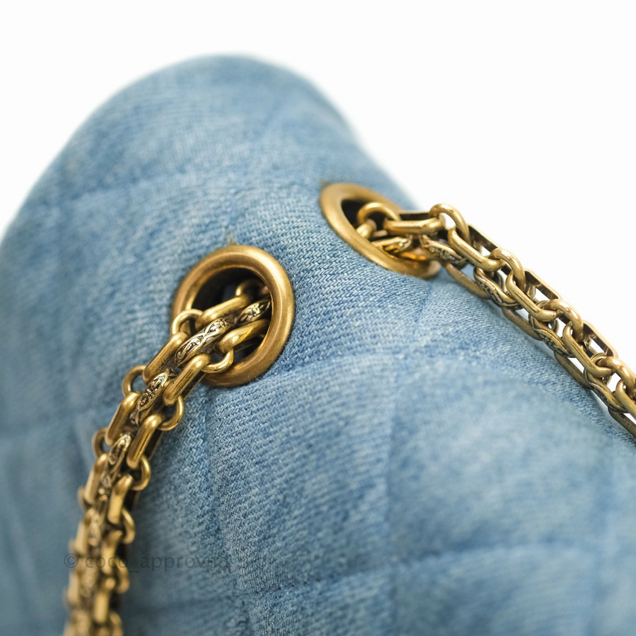 Chanel Quilted 2.55 Reissue 227 Double Flap Denim Gold Hardware