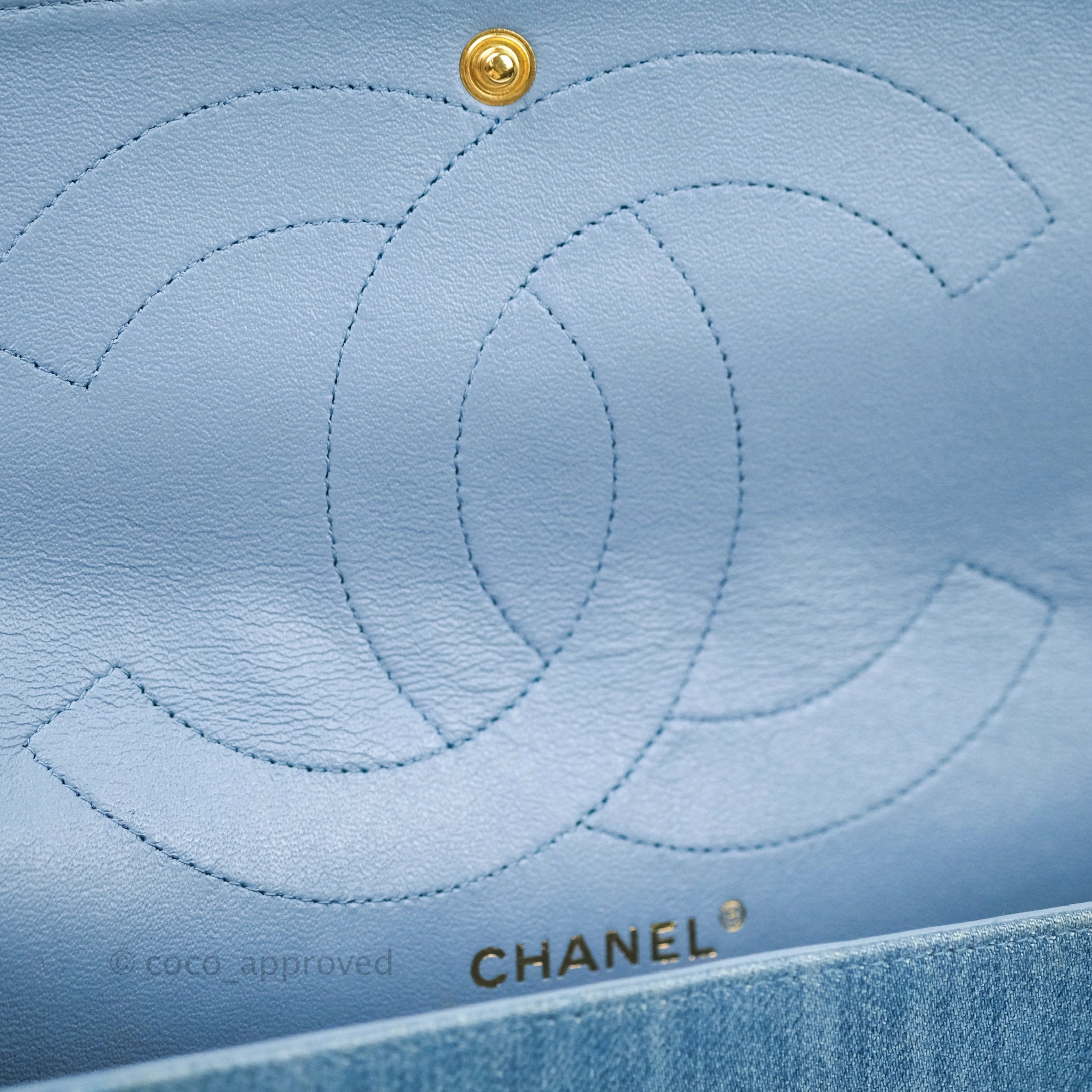 Chanel Quilted 2.55 Reissue 227 Double Flap Denim Gold Hardware
