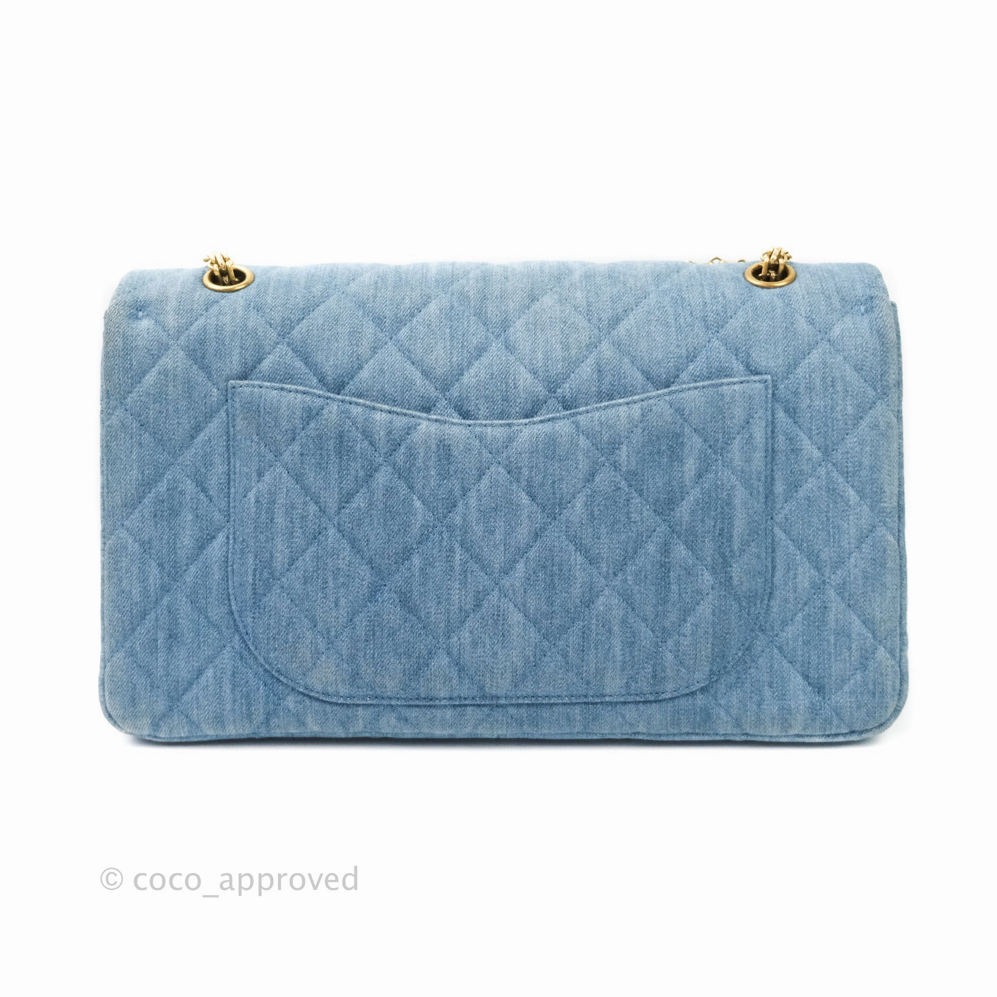 Chanel Quilted 2.55 Reissue 227 Double Flap Denim Gold Hardware