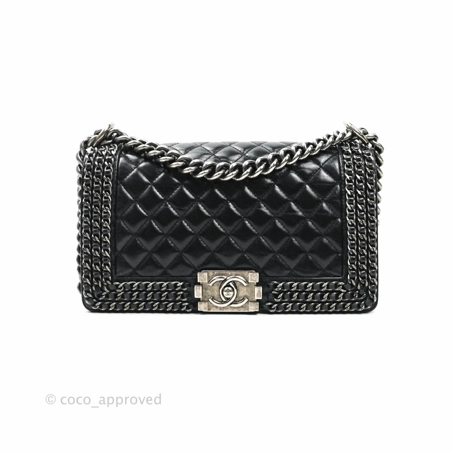 Chanel Quilted Chain Around Medium Aged Glazed Calfskin Boy Ruthenium Hardware