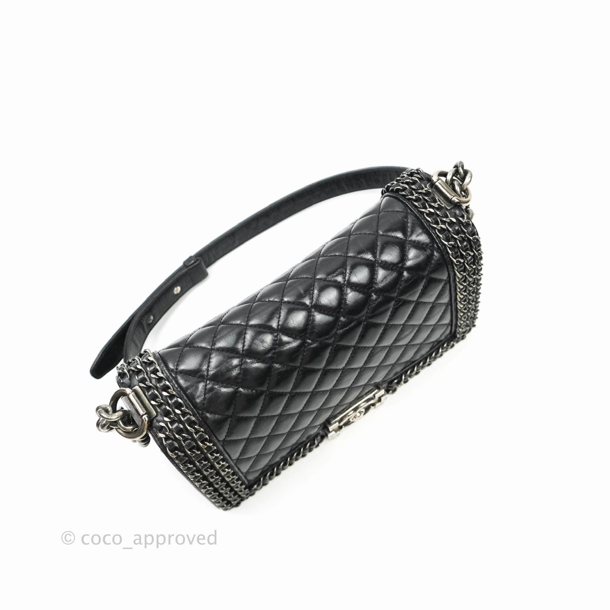 Chanel Quilted Chain Around Medium Aged Glazed Calfskin Boy Ruthenium Hardware