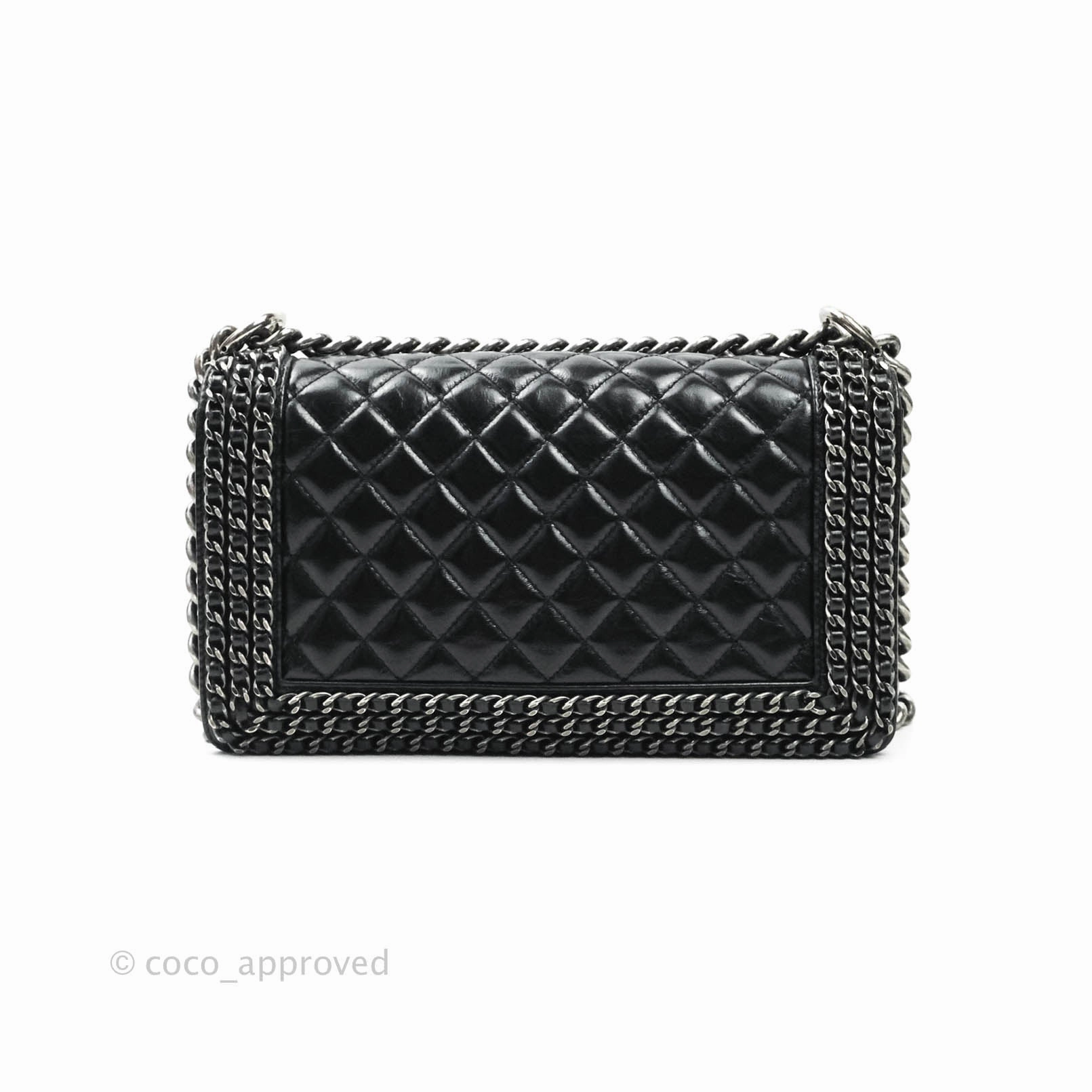 Chanel Quilted Chain Around Medium Aged Glazed Calfskin Boy Ruthenium Hardware