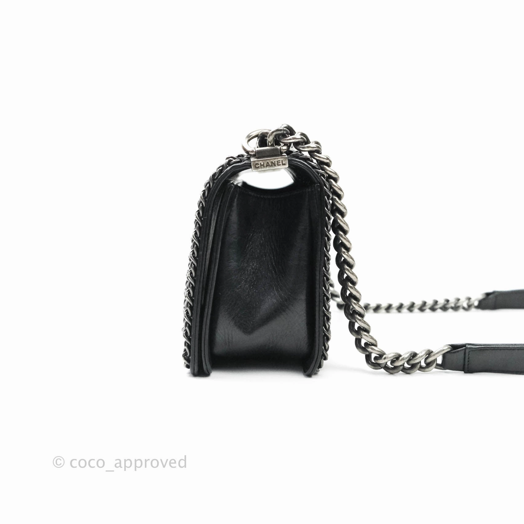 Chanel Quilted Chain Around Medium Aged Glazed Calfskin Boy Ruthenium Hardware