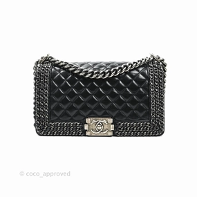 Chanel Quilted Chain Around Medium Aged Glazed Calfskin Boy Ruthenium Hardware