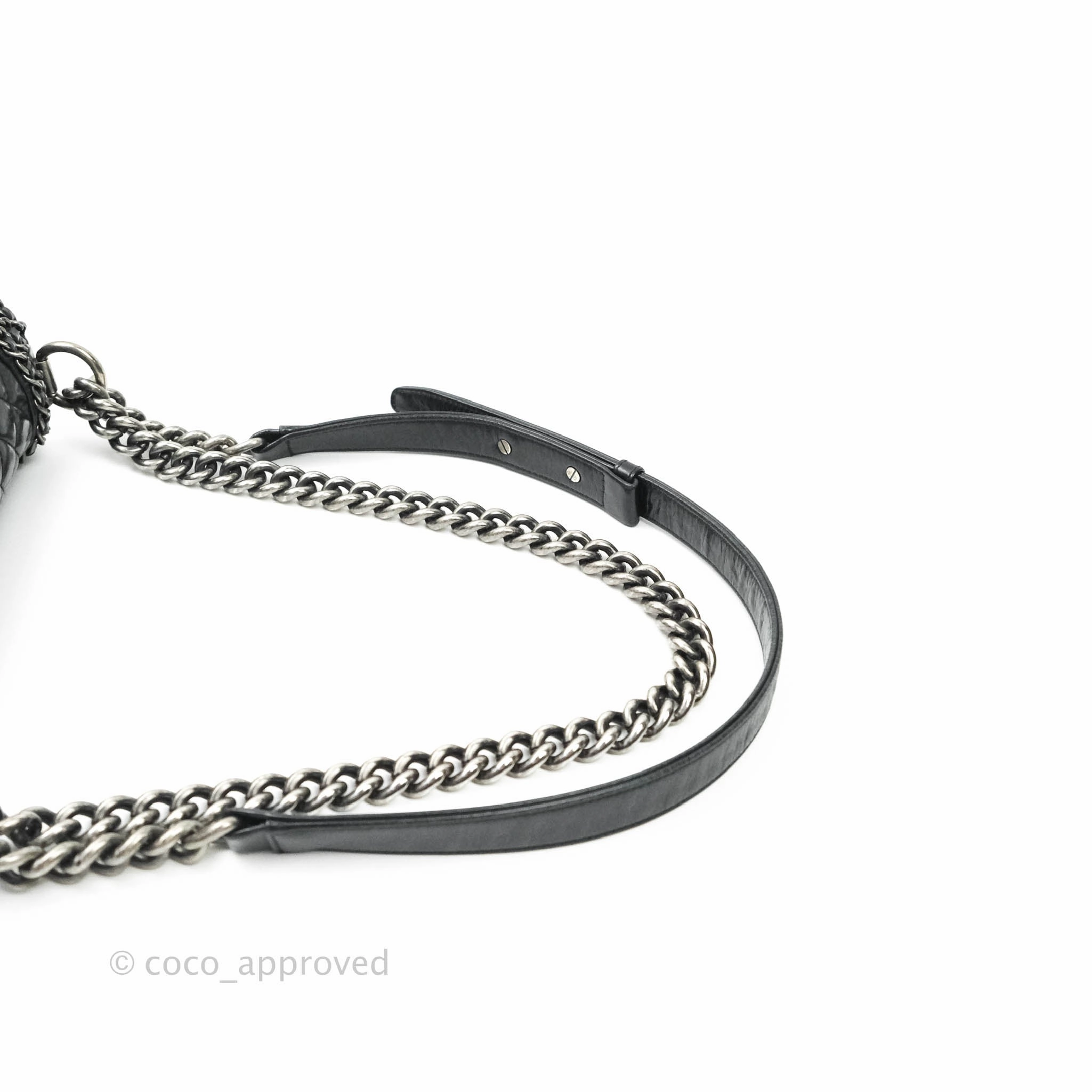 Chanel Quilted Chain Around Medium Aged Glazed Calfskin Boy Ruthenium Hardware