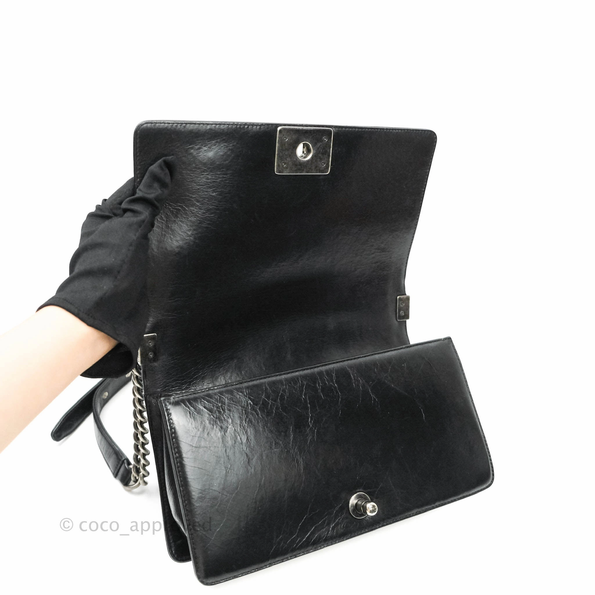 Chanel Quilted Chain Around Medium Aged Glazed Calfskin Boy Ruthenium Hardware