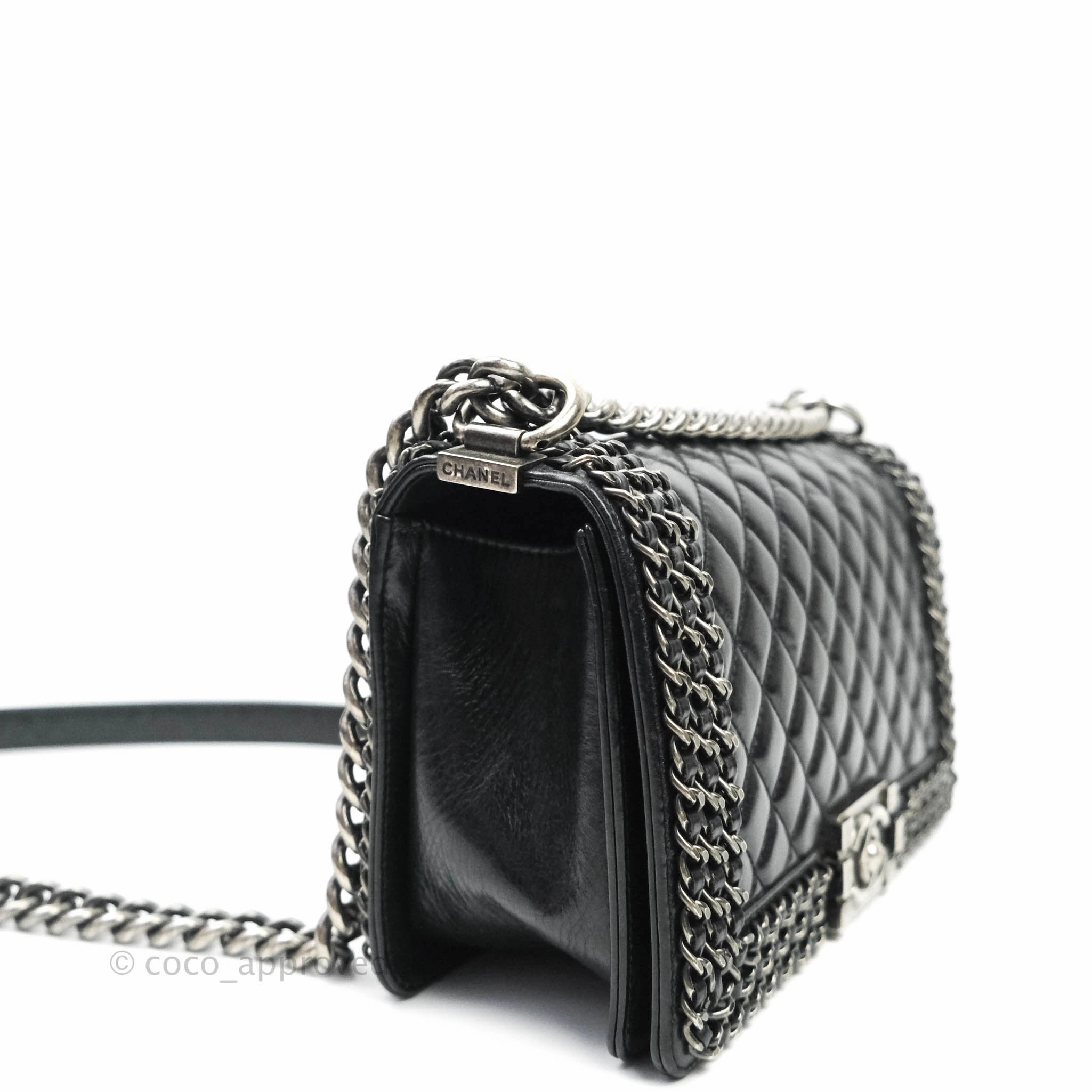 Chanel Quilted Chain Around Medium Aged Glazed Calfskin Boy Ruthenium Hardware