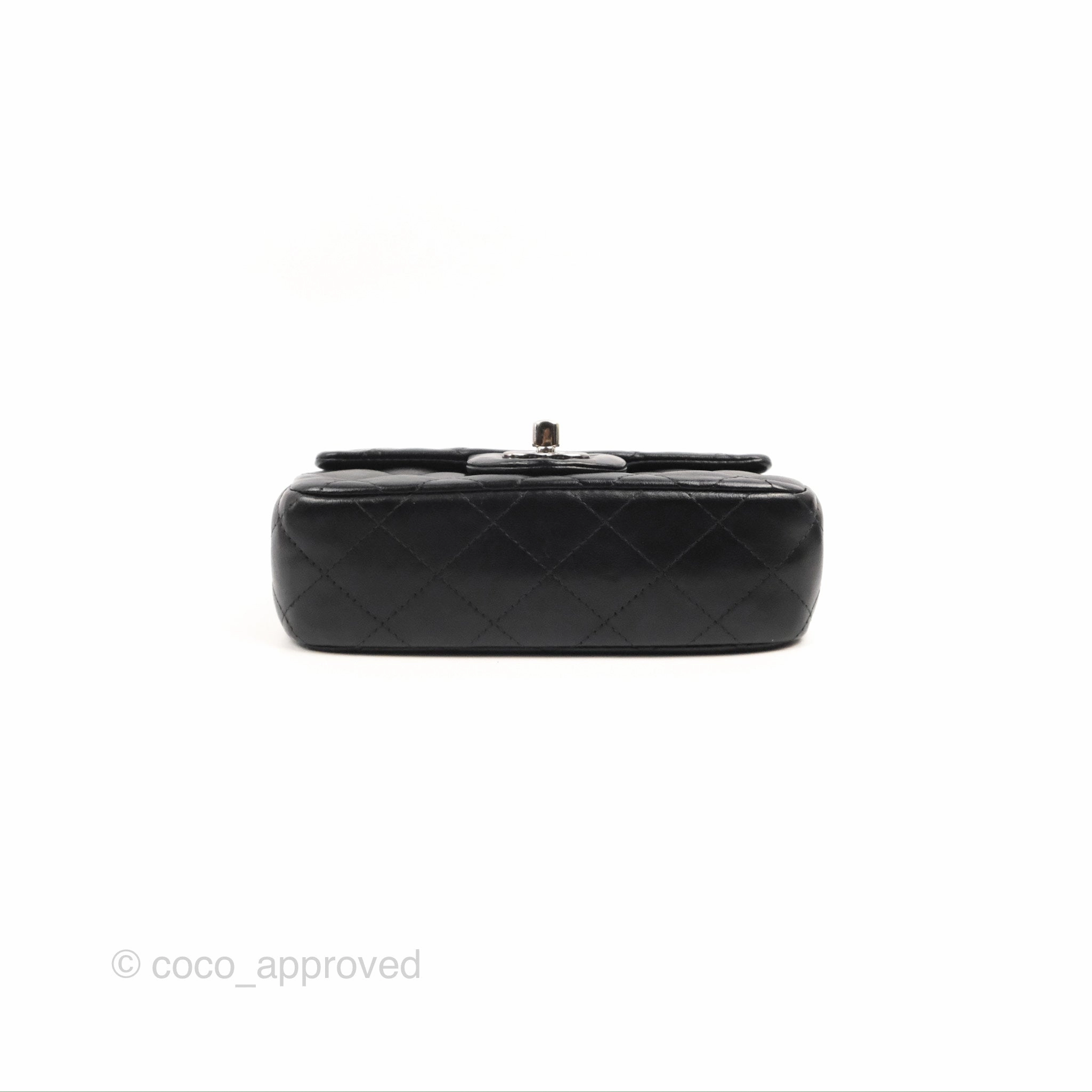 Chanel Quilted Extra Mini Rectangular Flap Black Calfskin Silver Hardware