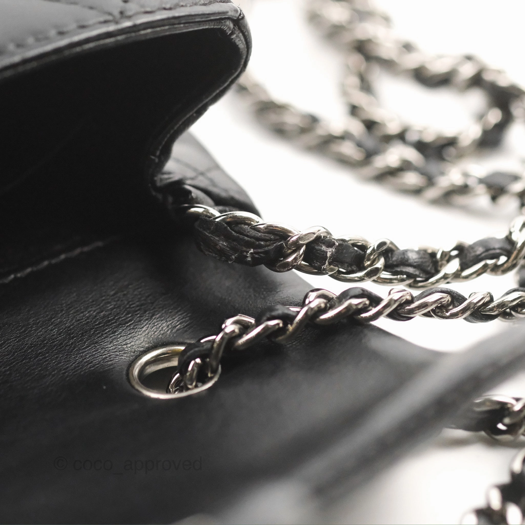 Chanel Quilted Extra Mini Rectangular Flap Black Calfskin Silver Hardware