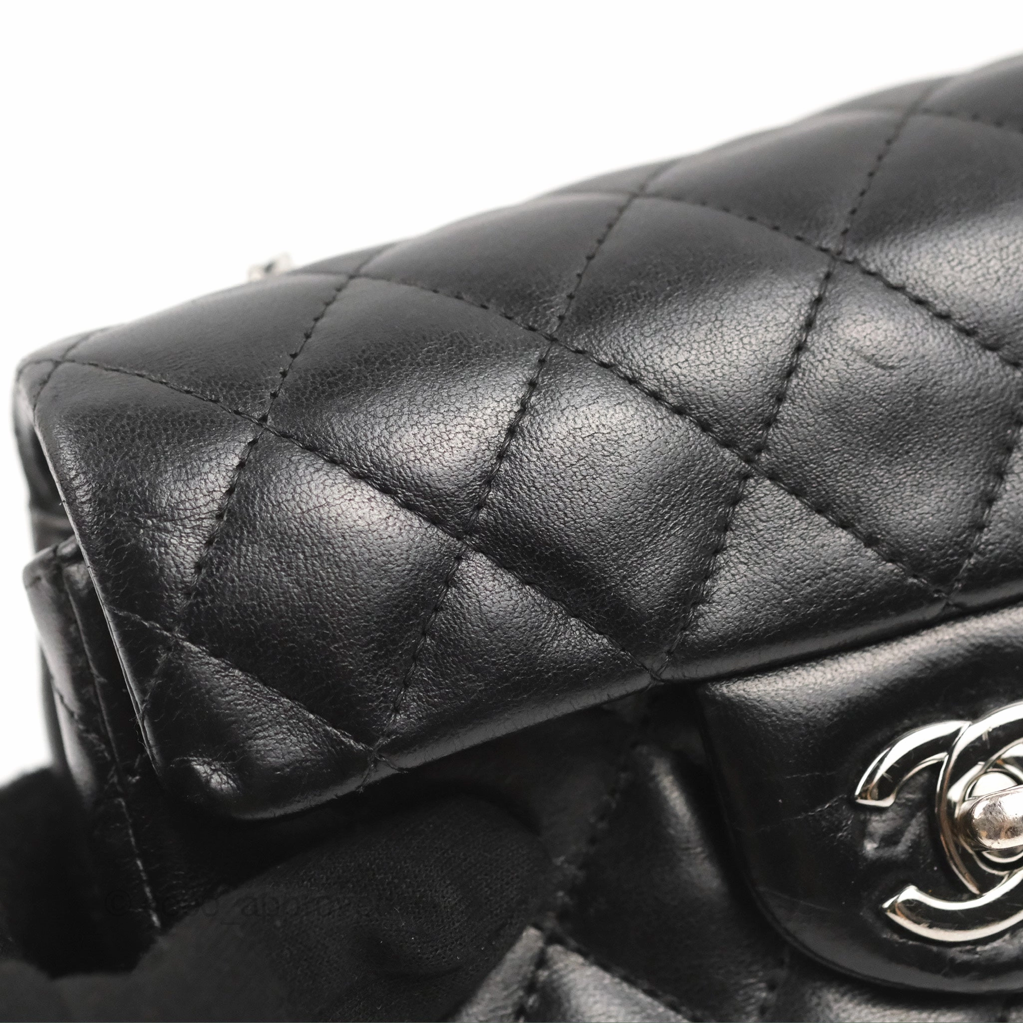 Chanel Quilted Extra Mini Rectangular Flap Black Calfskin Silver Hardware