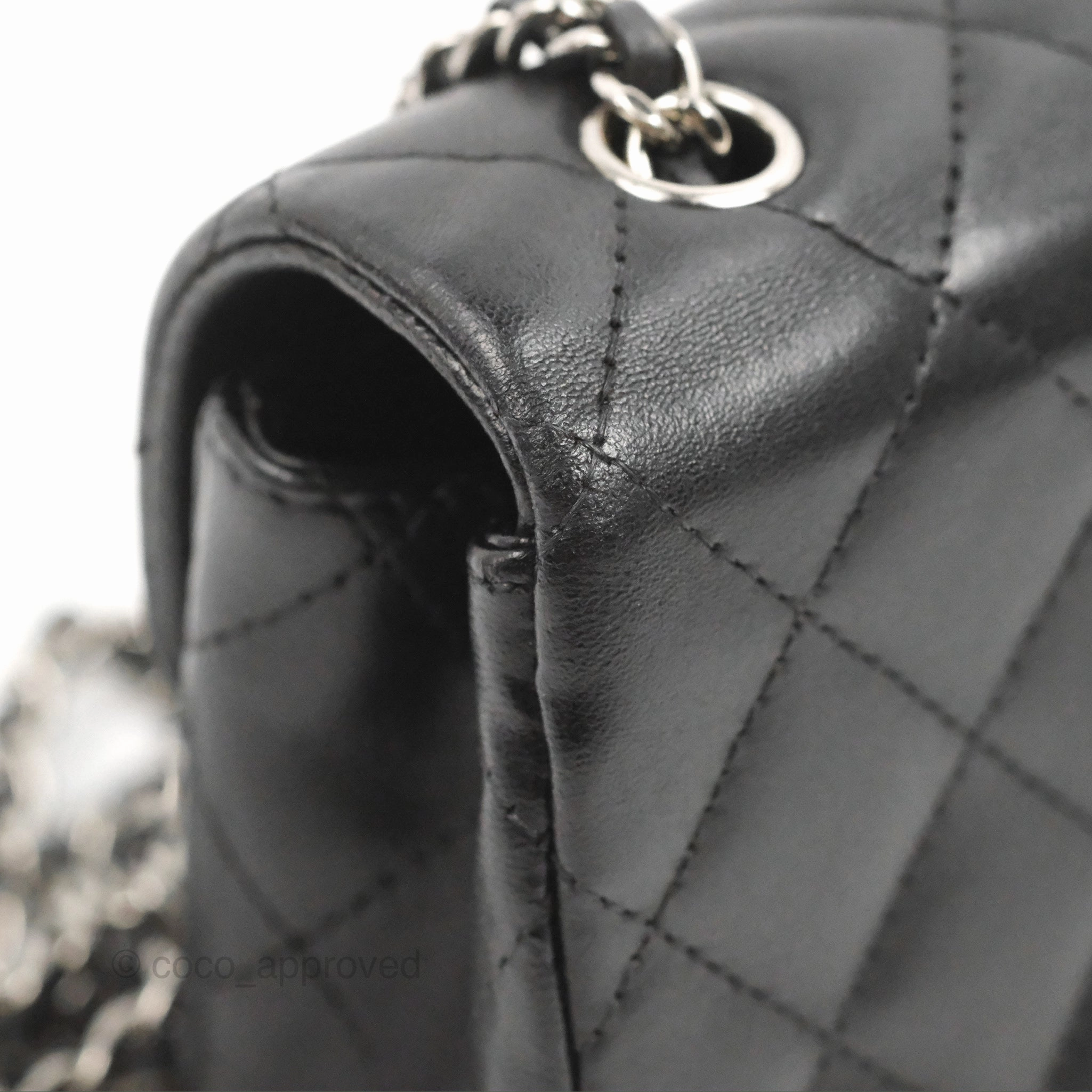 Chanel Quilted Extra Mini Rectangular Flap Black Calfskin Silver Hardware