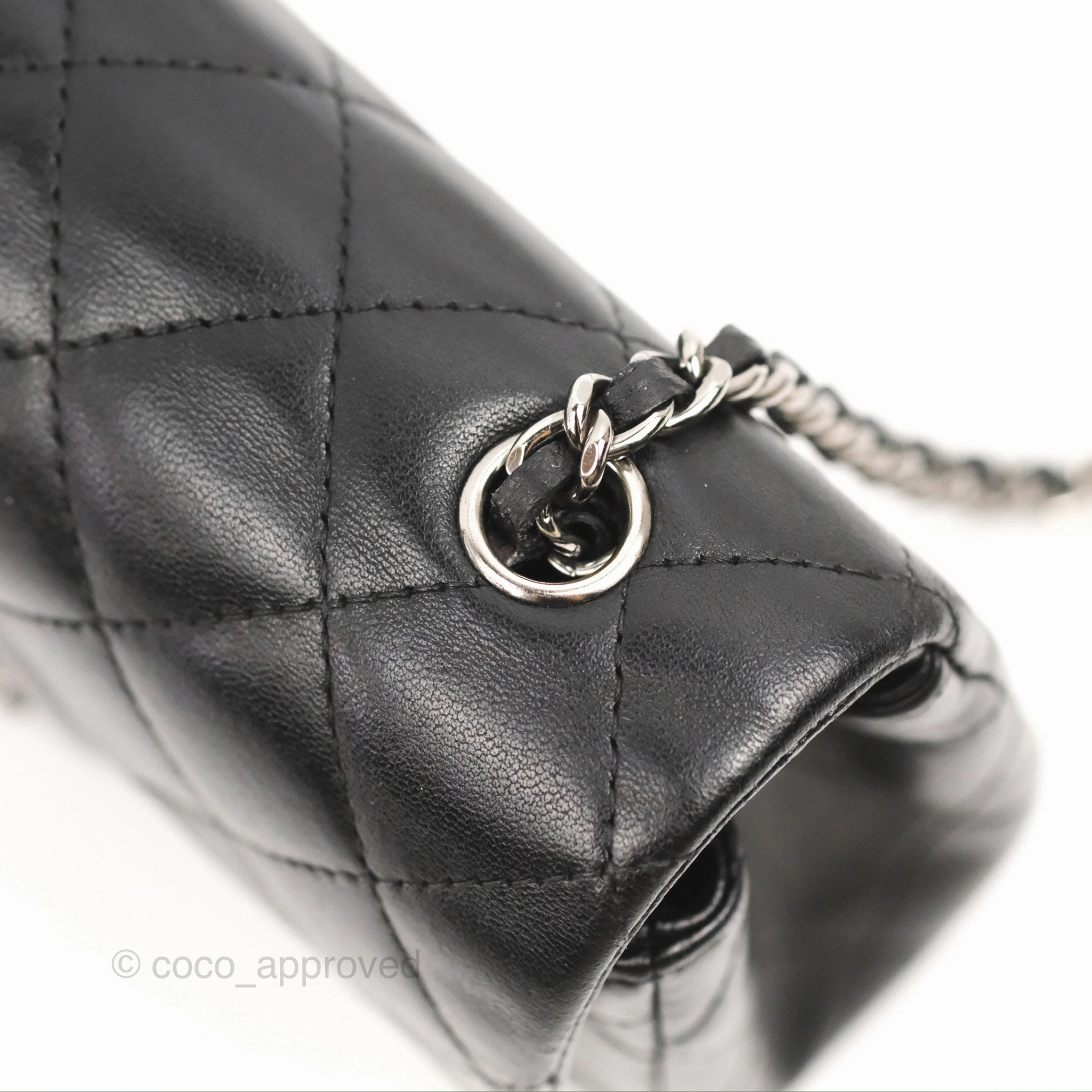 Chanel Quilted Extra Mini Rectangular Flap Black Calfskin Silver Hardware
