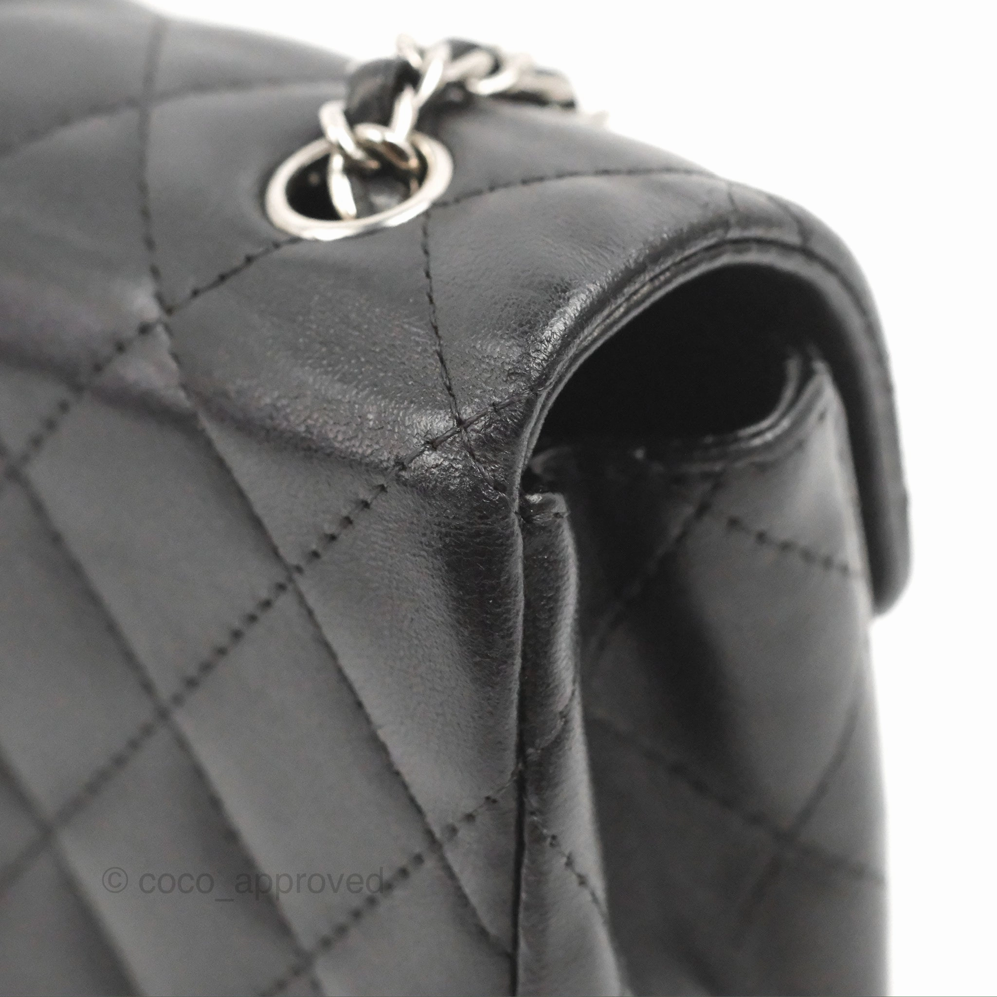 Chanel Quilted Extra Mini Rectangular Flap Black Calfskin Silver Hardware