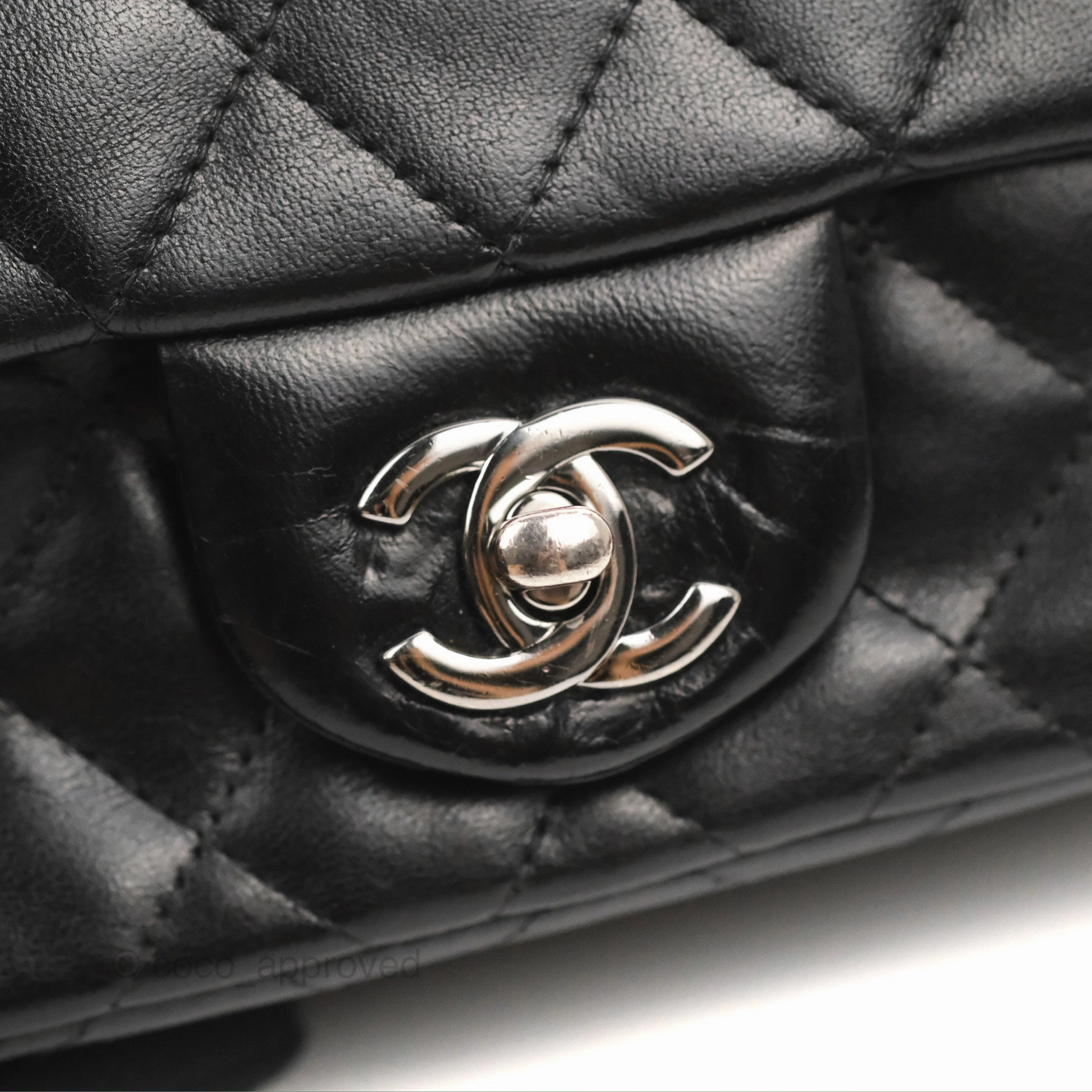Chanel Quilted Extra Mini Rectangular Flap Black Calfskin Silver Hardware