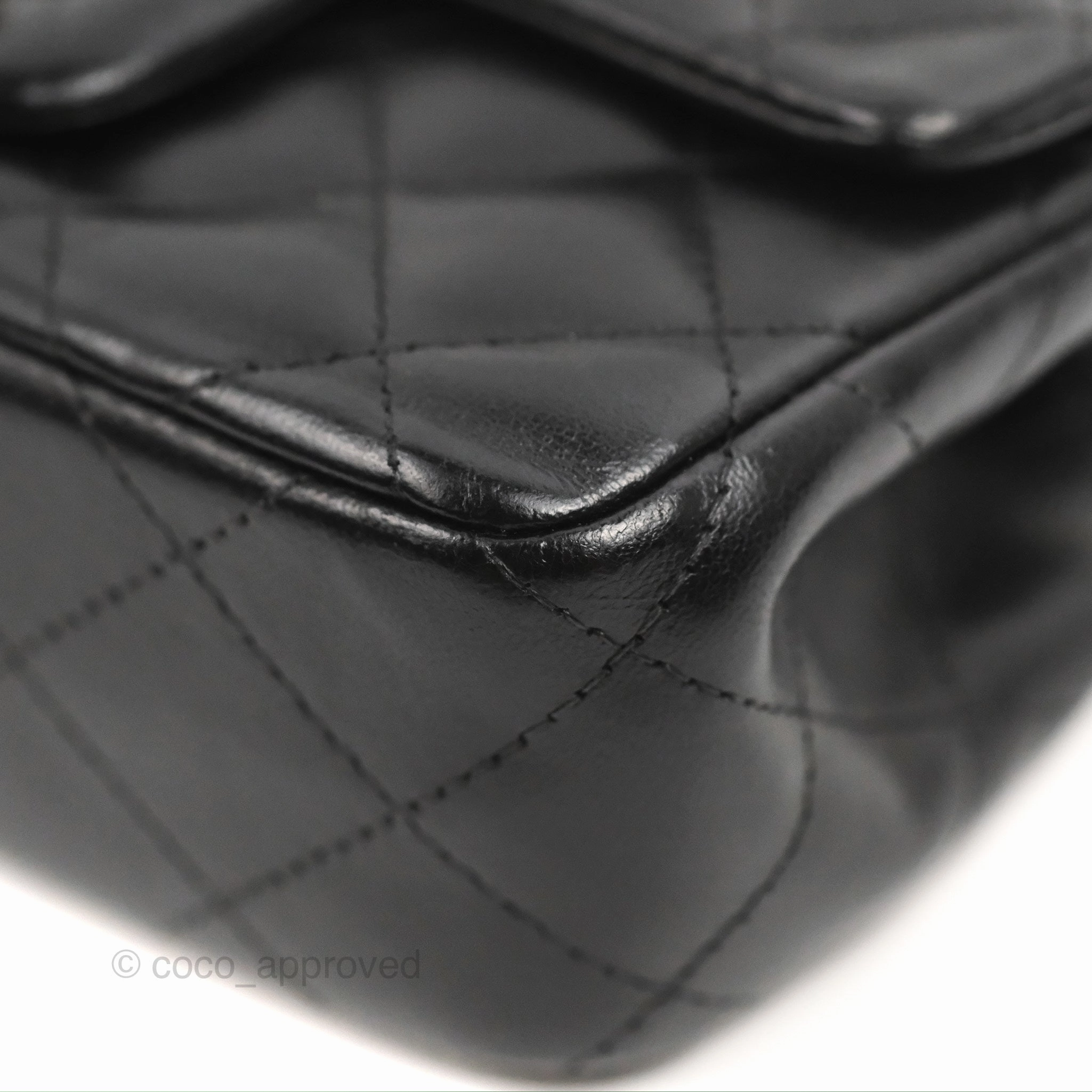 Chanel Quilted Extra Mini Rectangular Flap Black Calfskin Silver Hardware