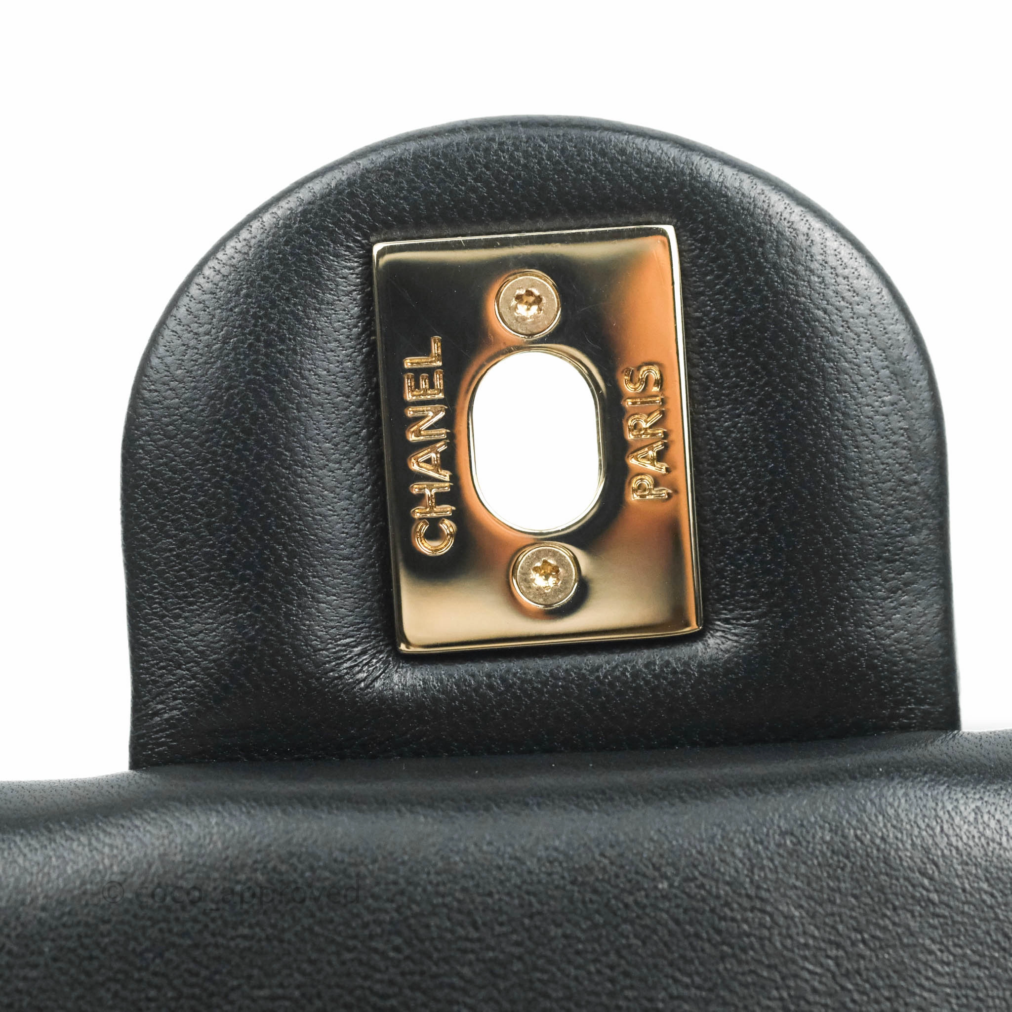 Chanel Quilted Large Resin Bi-Color Chain Flap Bag Black Lambskin Gold Hardware