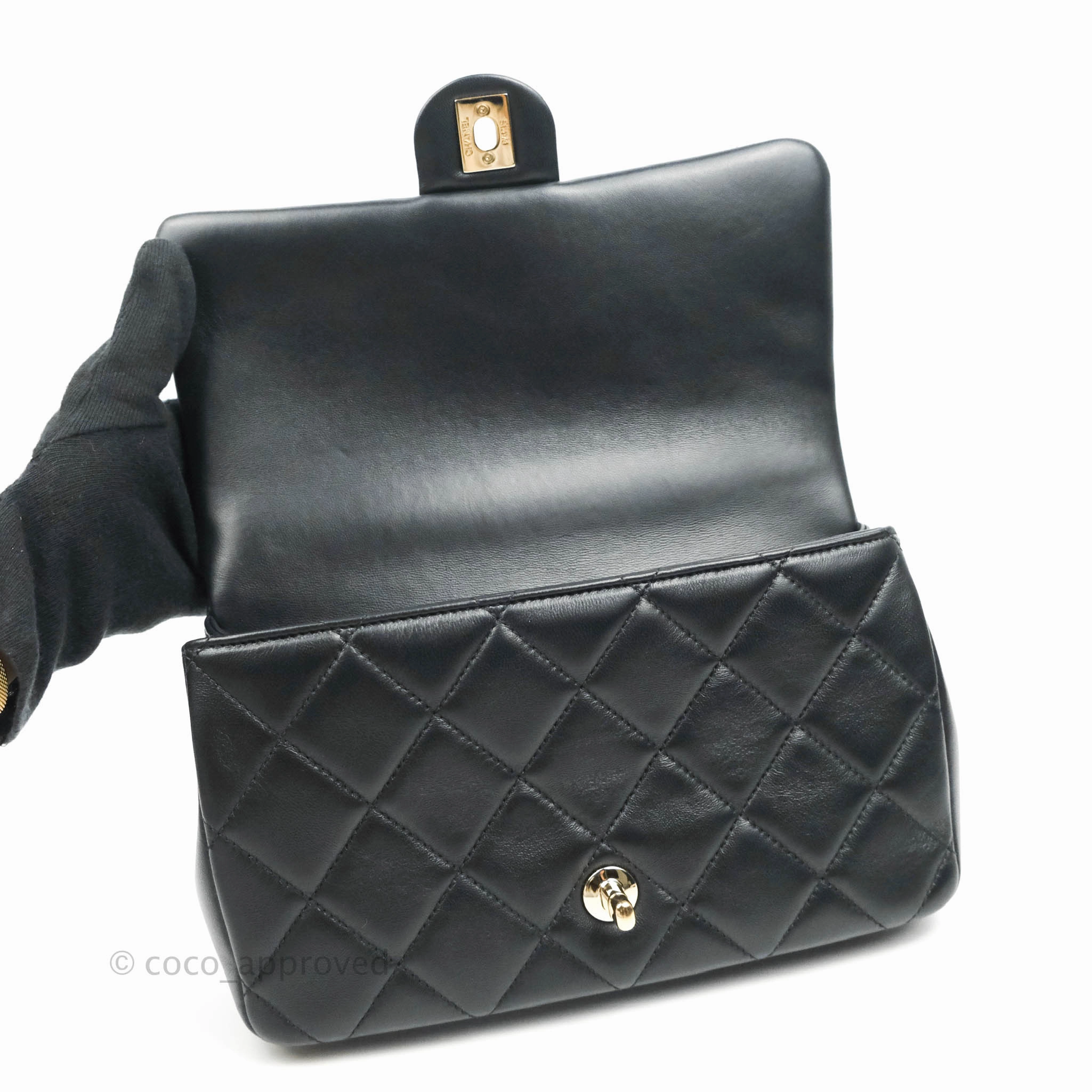 Chanel Quilted Large Resin Bi-Color Chain Flap Bag Black Lambskin Gold Hardware