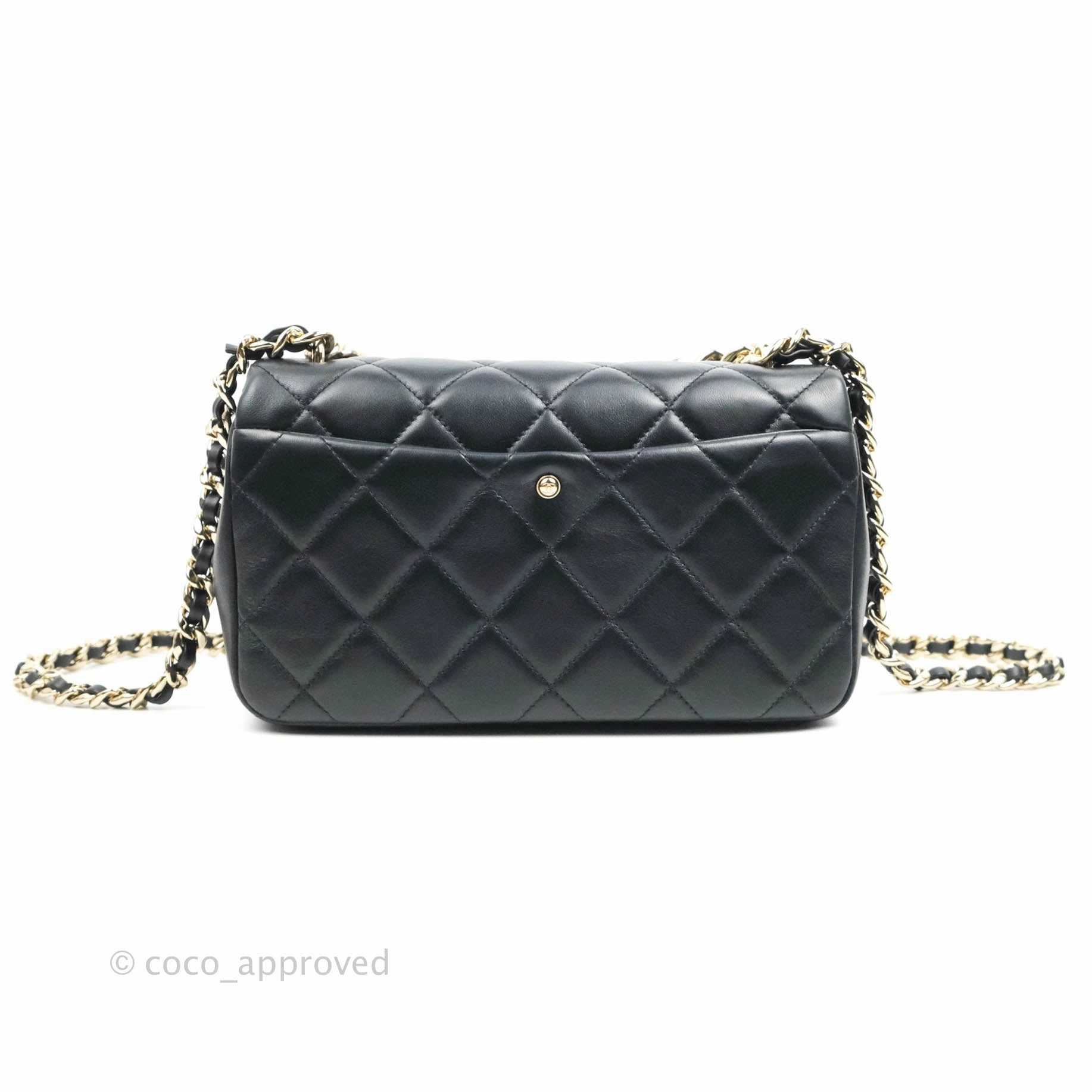 Chanel Quilted Large Resin Bi-Color Chain Flap Bag Black Lambskin Gold Hardware