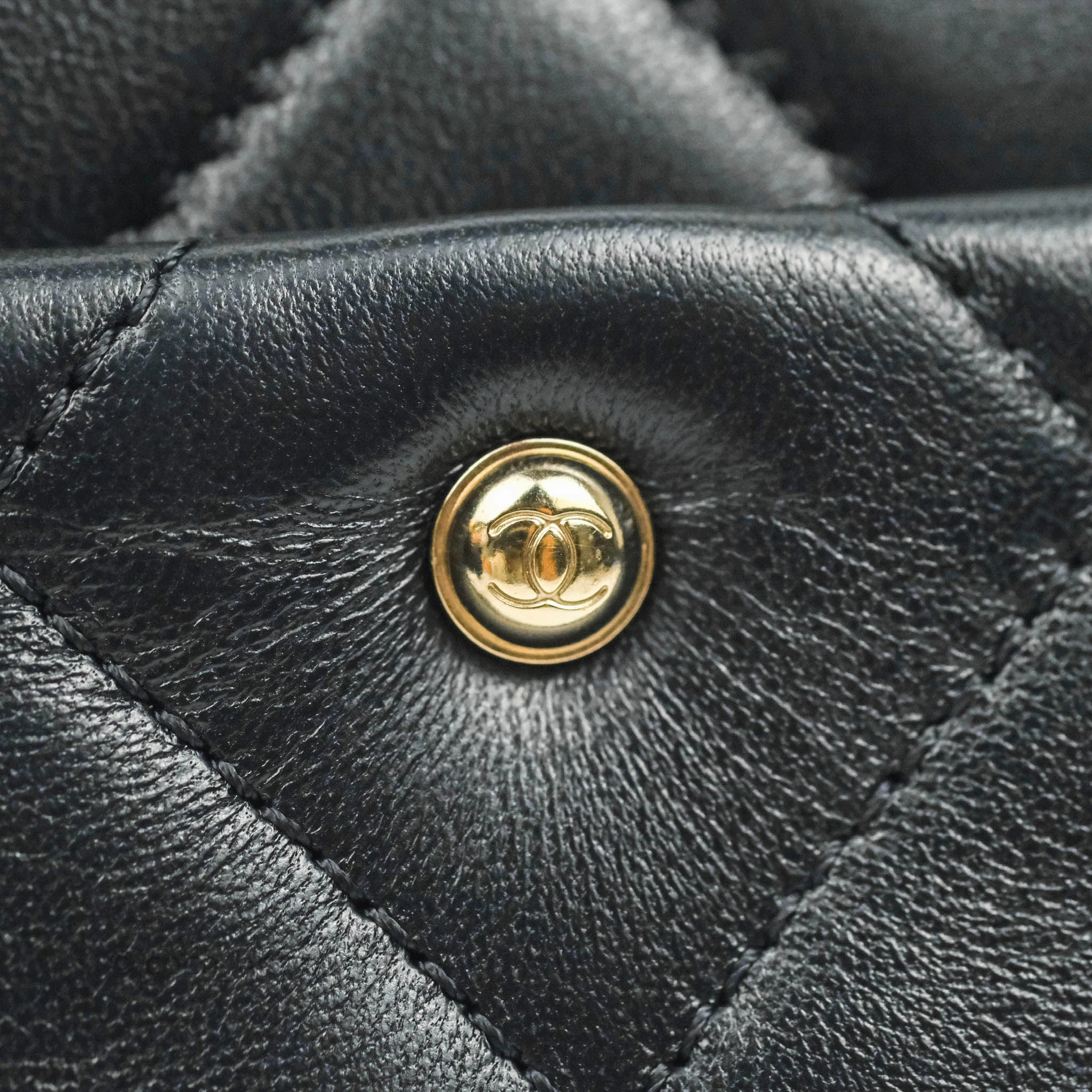 Chanel Quilted Large Resin Bi-Color Chain Flap Bag Black Lambskin Gold Hardware