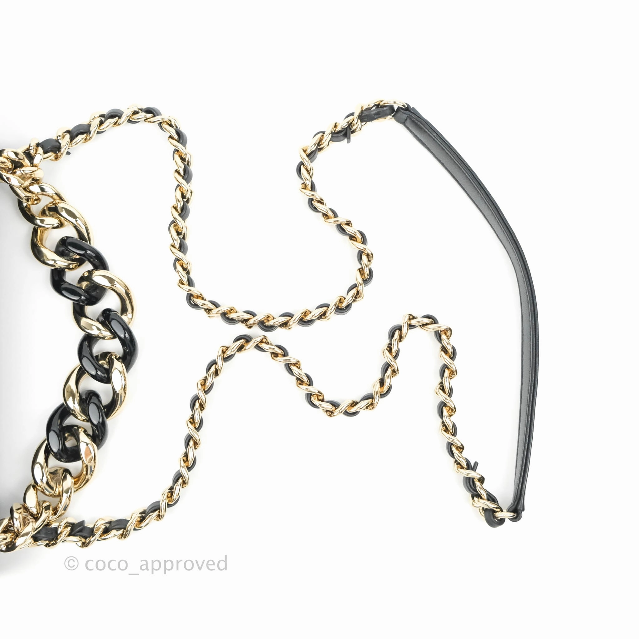 Chanel Quilted Large Resin Bi-Color Chain Flap Bag Black Lambskin Gold Hardware