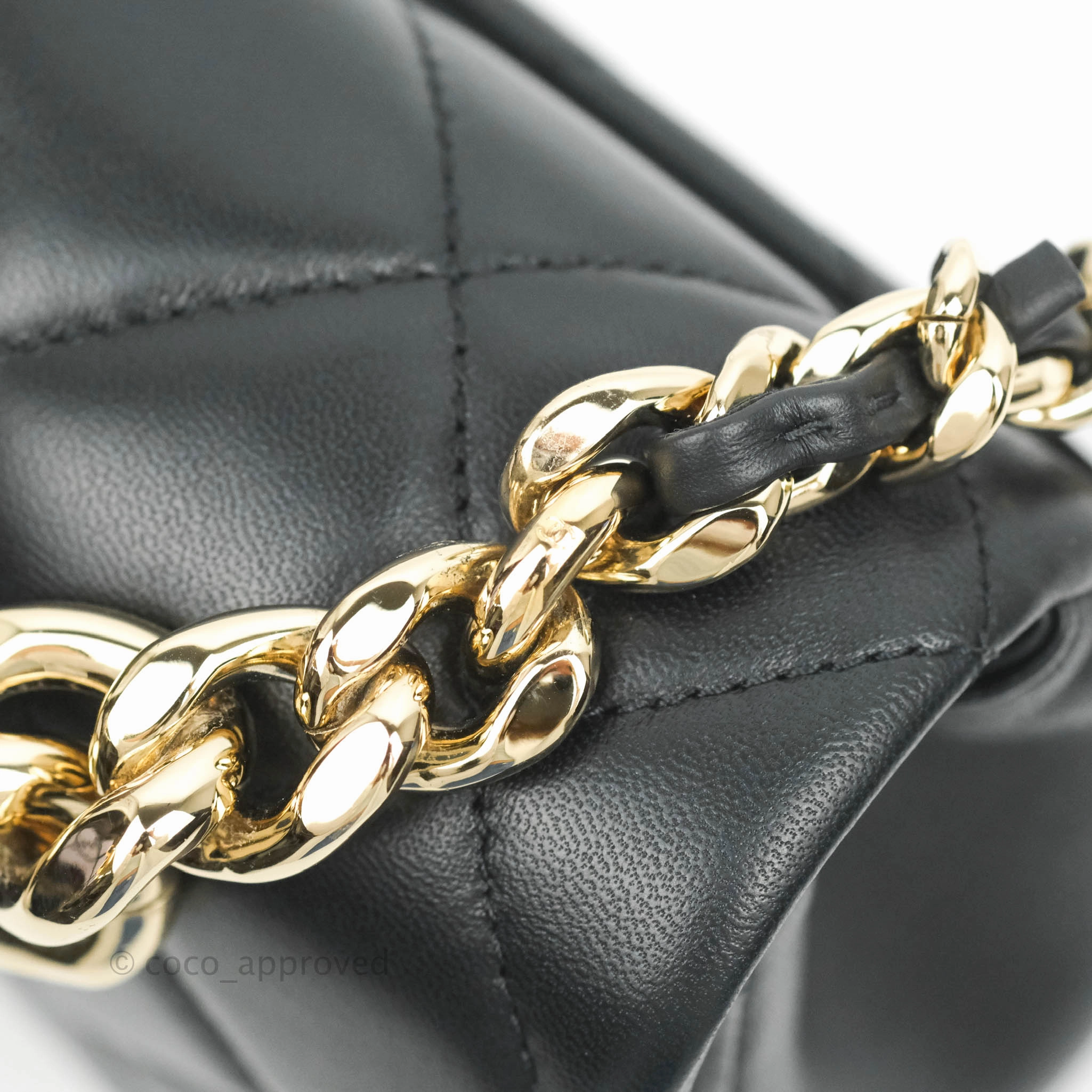 Chanel Quilted Large Resin Bi-Color Chain Flap Bag Black Lambskin Gold Hardware