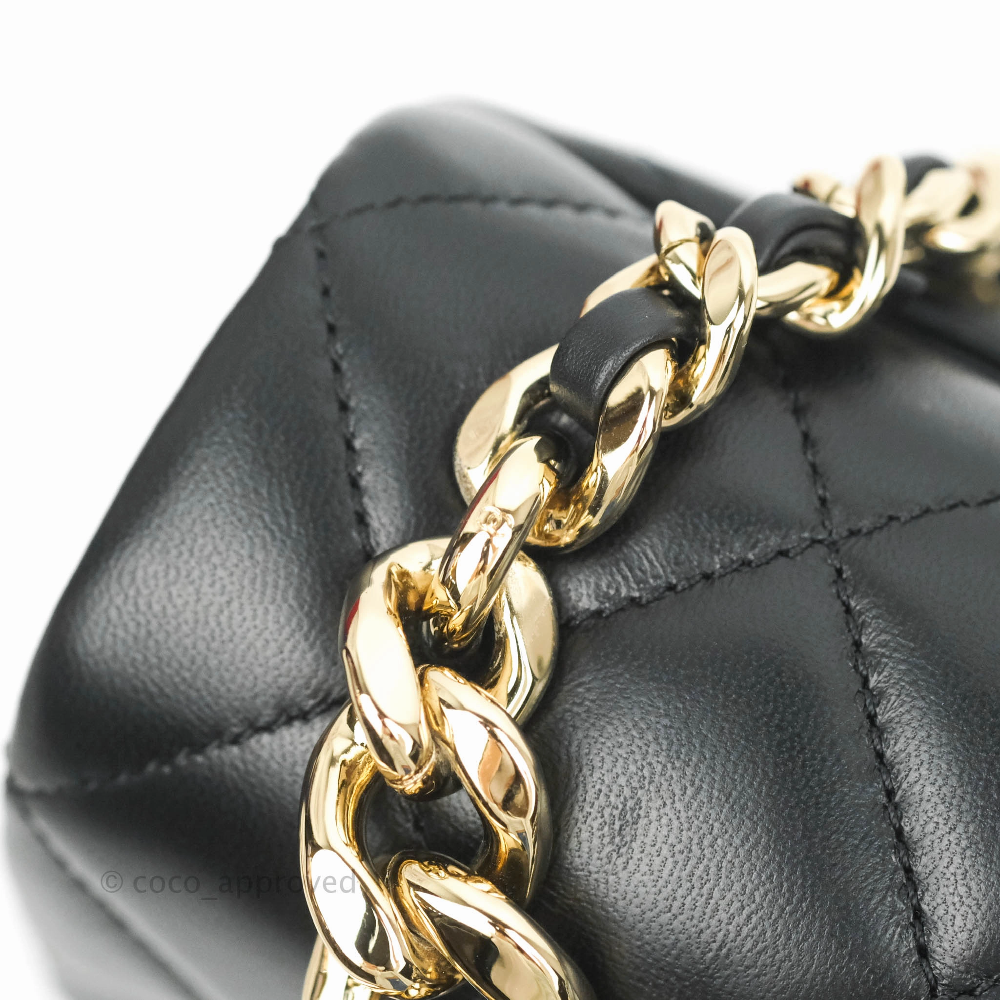 Chanel Quilted Large Resin Bi-Color Chain Flap Bag Black Lambskin Gold Hardware