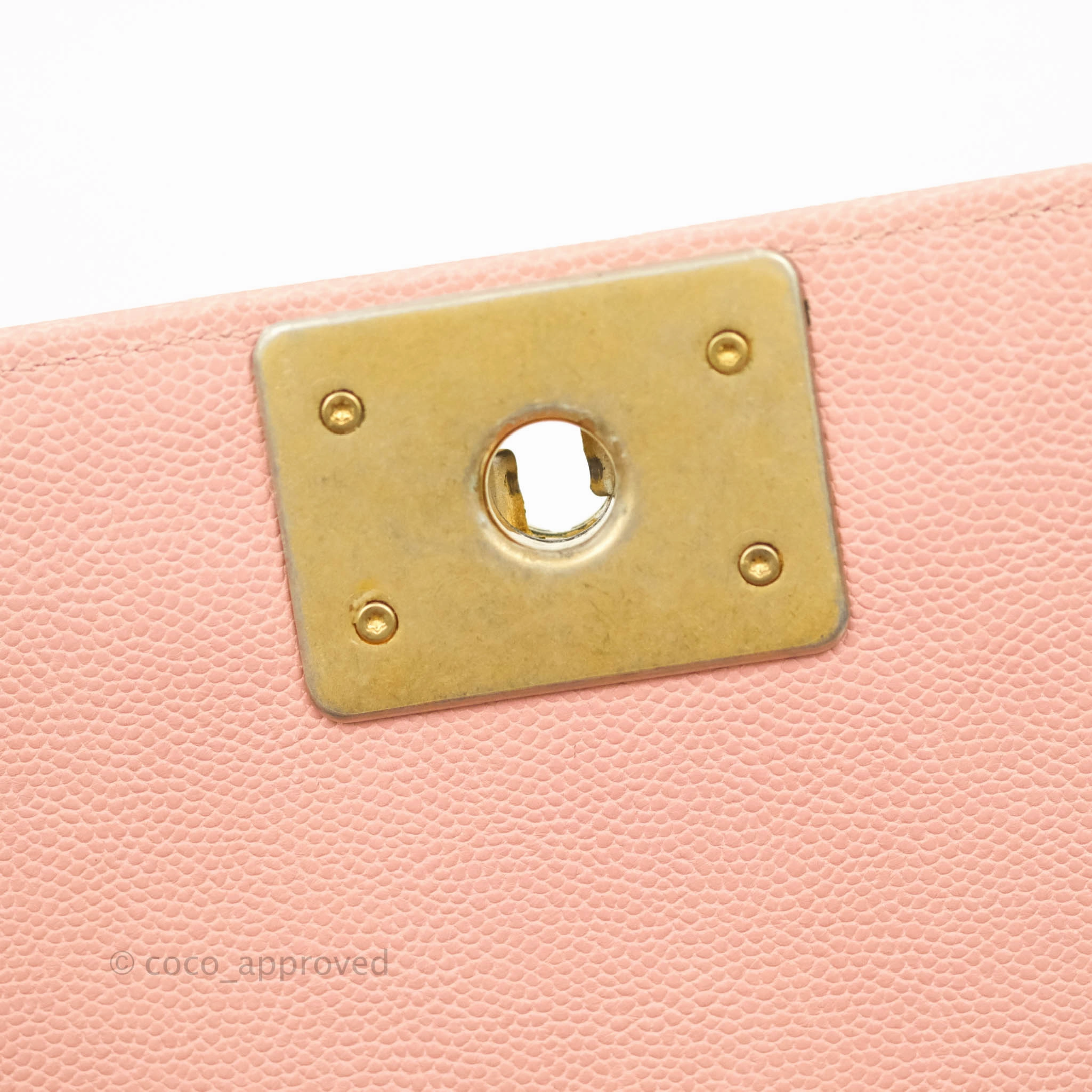 Chanel Quilted Medium Boy Bag Pink Caviar Aged Gold Hardware