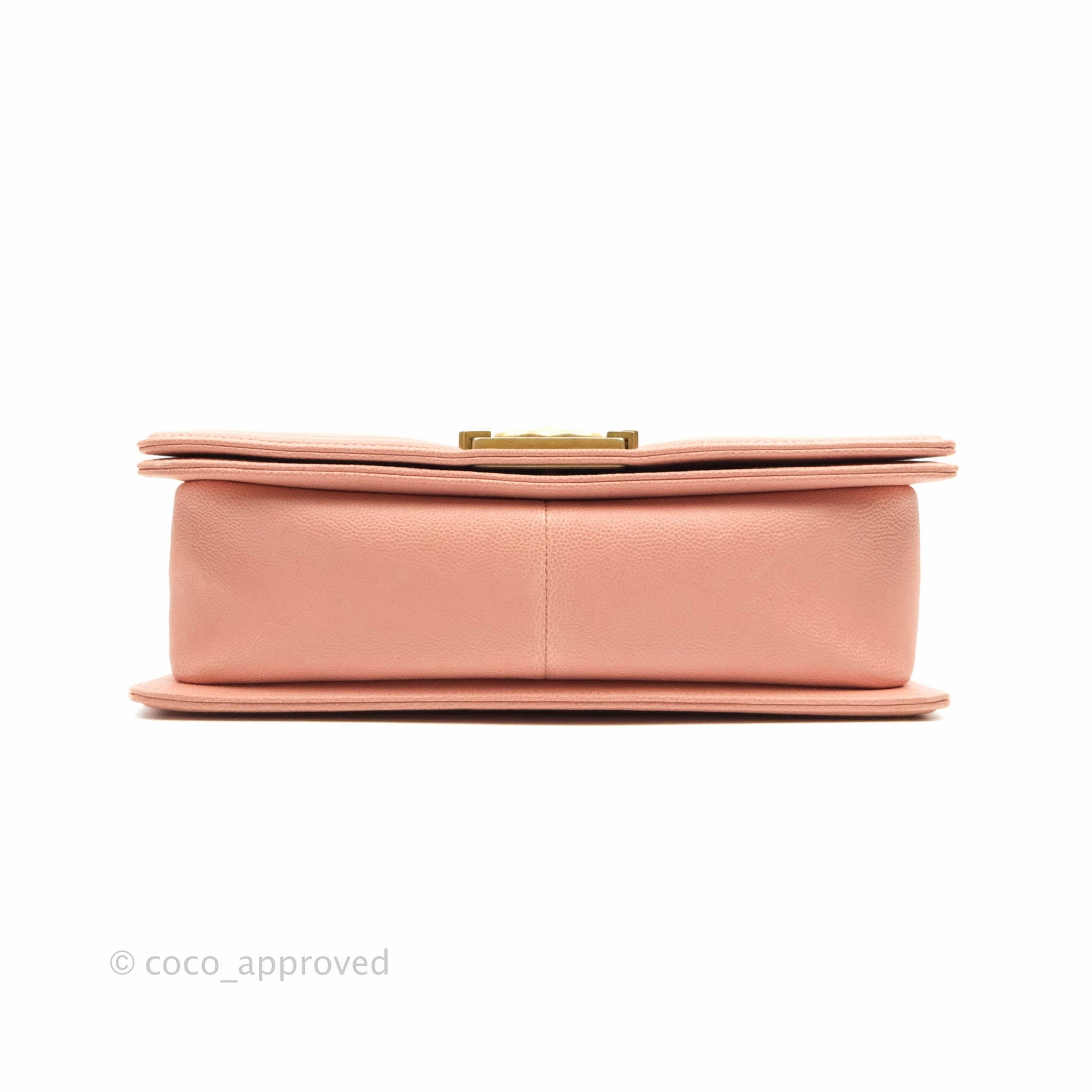 Chanel Quilted Medium Boy Bag Pink Caviar Aged Gold Hardware