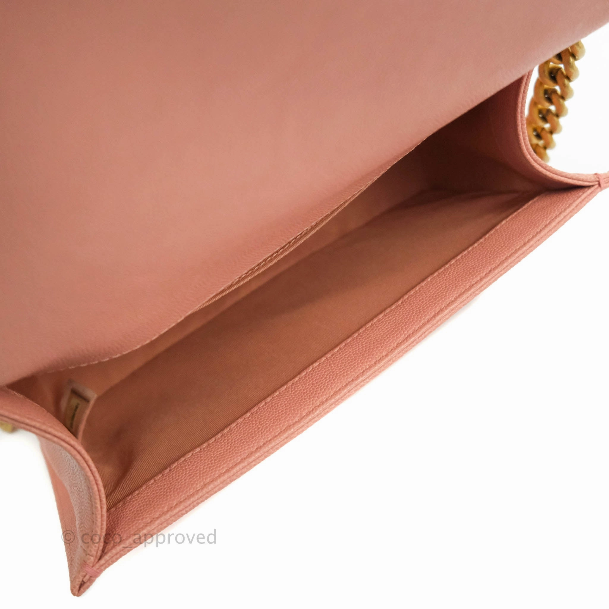 Chanel Quilted Medium Boy Bag Pink Caviar Aged Gold Hardware