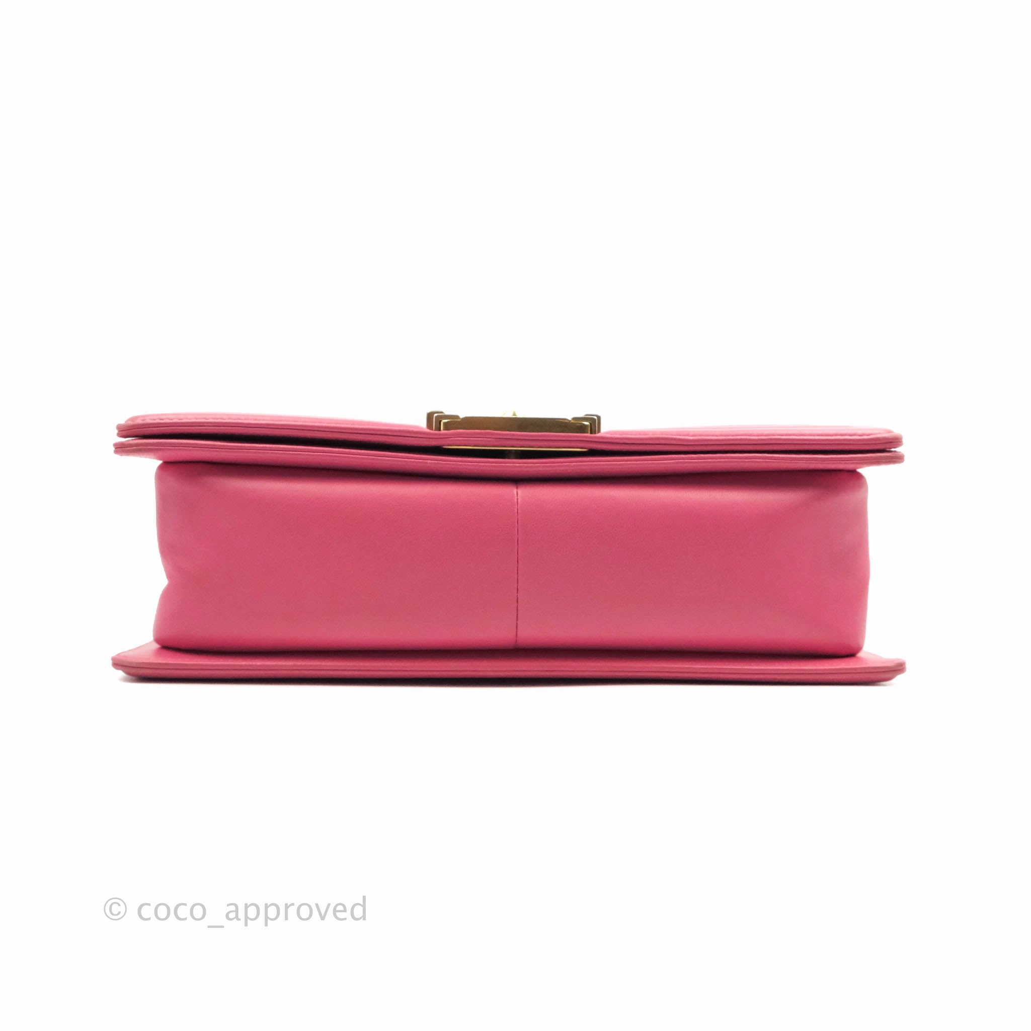 Chanel Quilted Medium Boy Bag Pink Lambskin Aged Gold Hardware