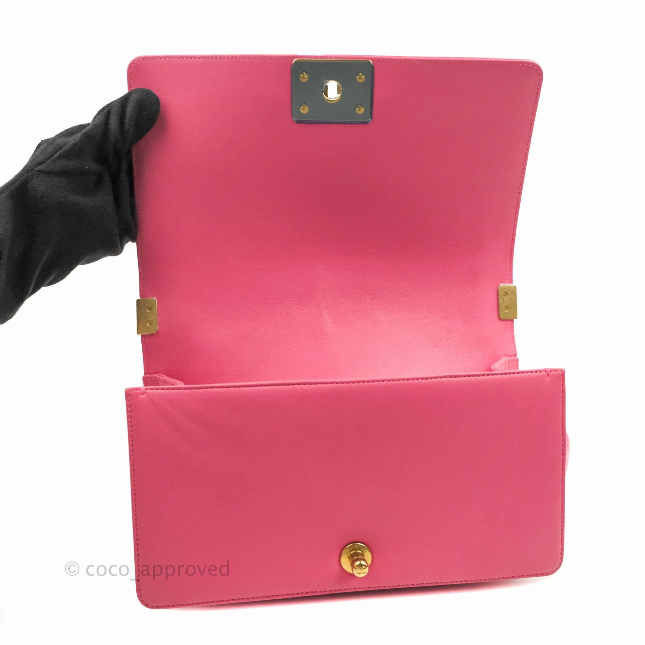Chanel Quilted Medium Boy Bag Pink Lambskin Aged Gold Hardware