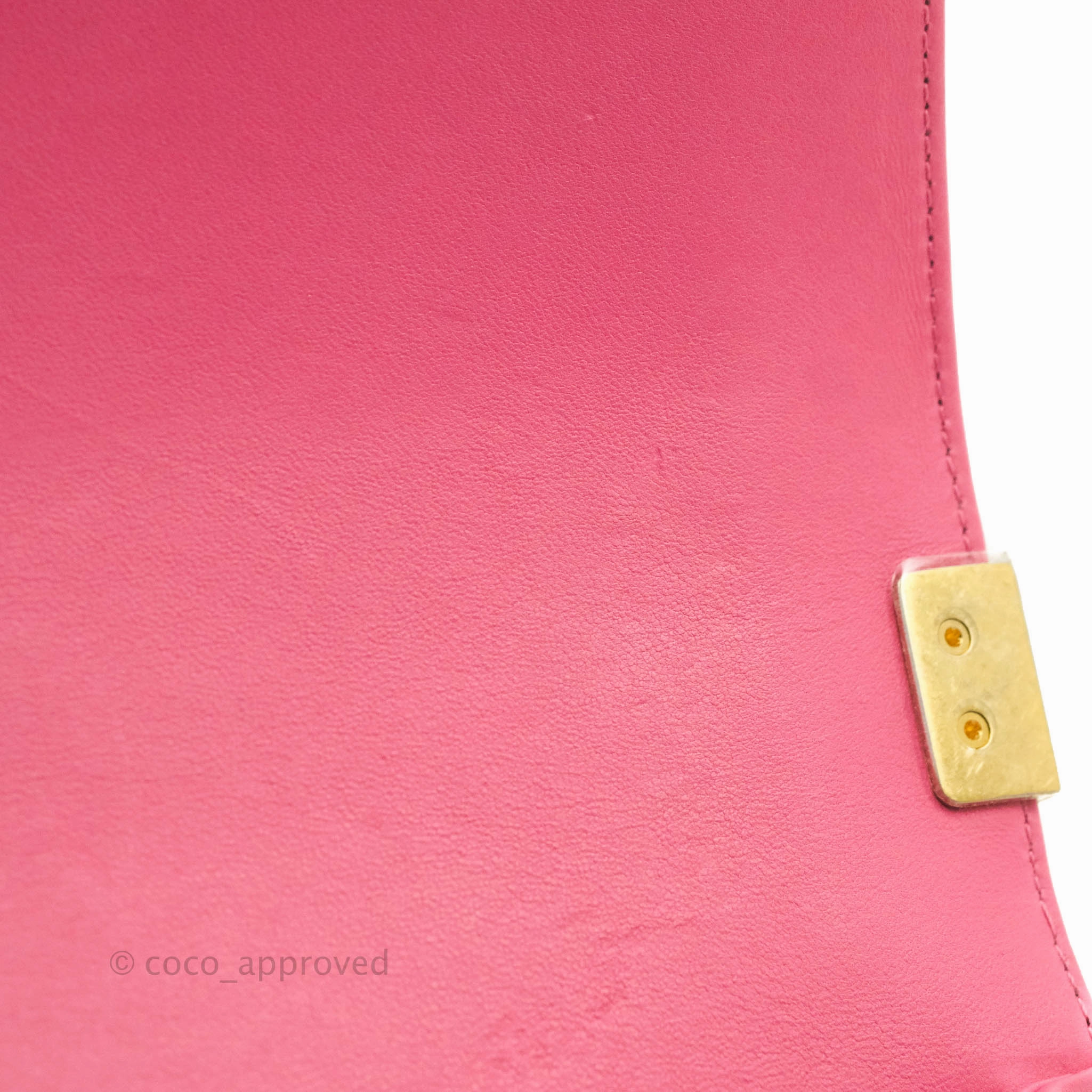 Chanel Quilted Medium Boy Bag Pink Lambskin Aged Gold Hardware