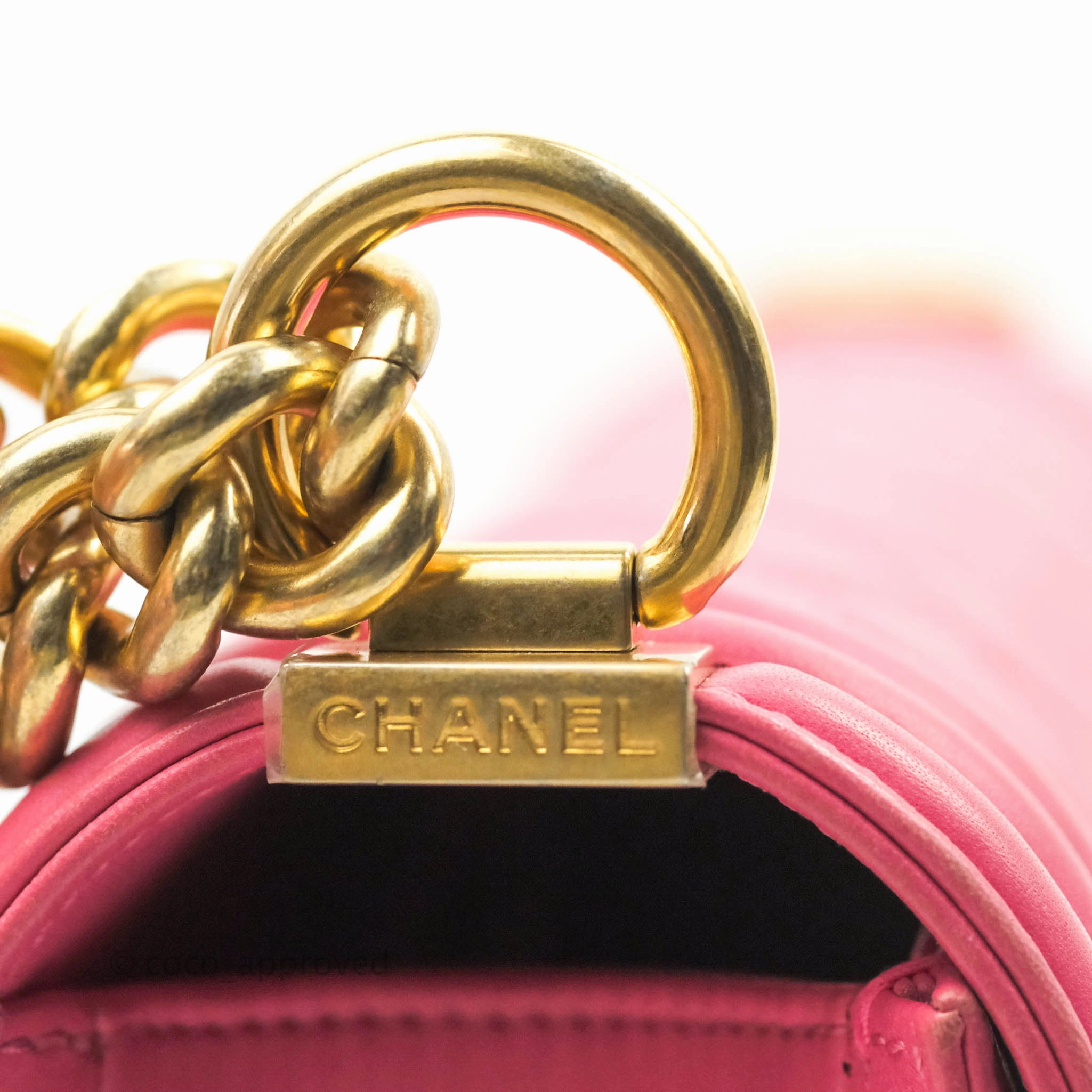 Chanel Quilted Medium Boy Bag Pink Lambskin Aged Gold Hardware