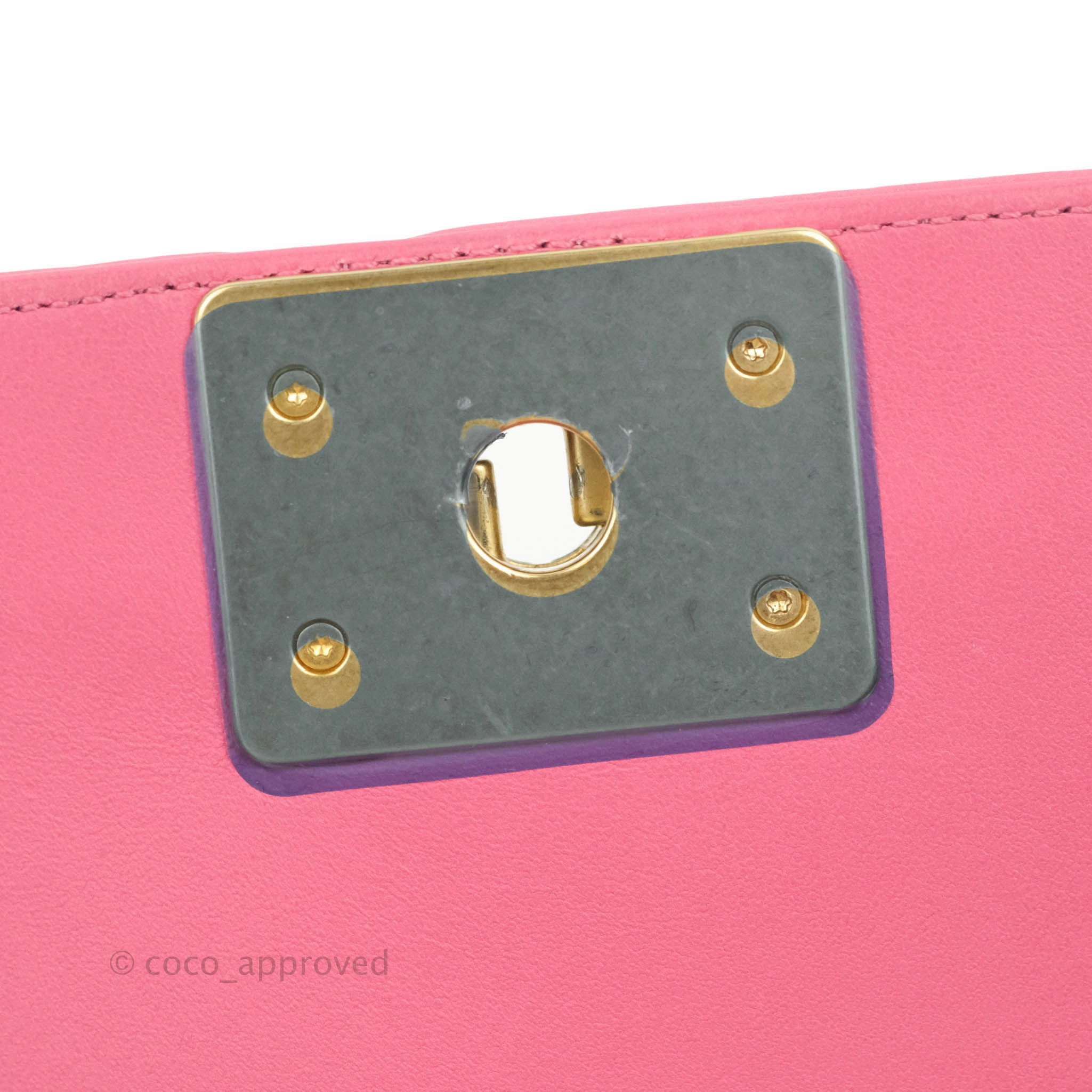 Chanel Quilted Medium Boy Bag Pink Lambskin Aged Gold Hardware
