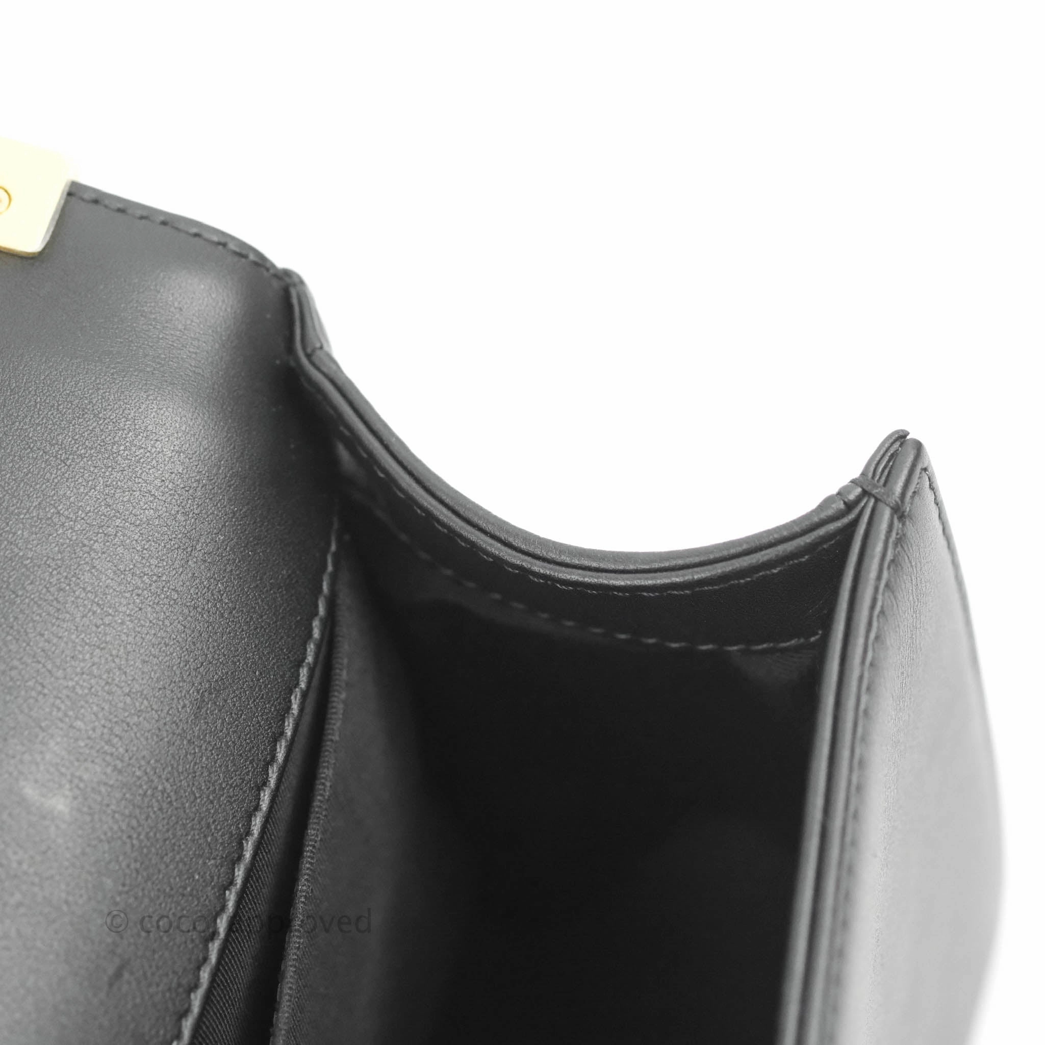 Chanel Quilted Medium Boy Black Calfskin Aged Gold Hardware