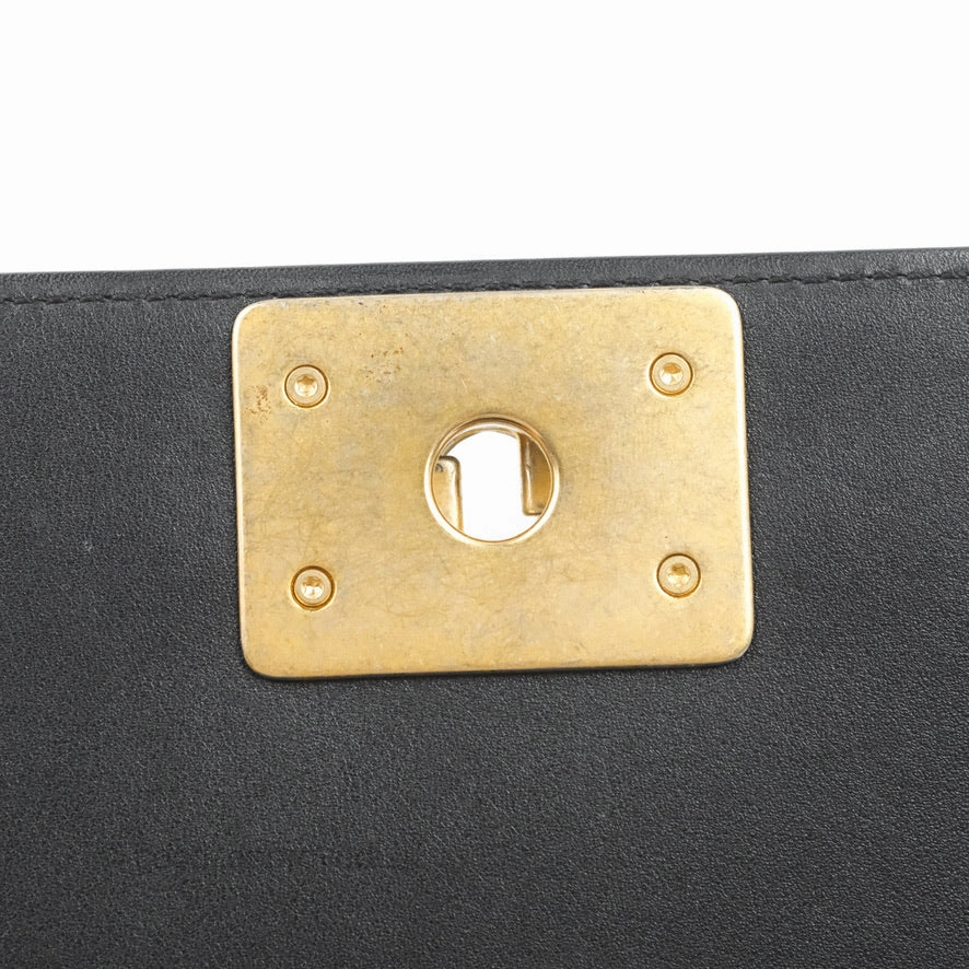 Chanel Quilted Medium Boy Black Calfskin Aged Gold Hardware