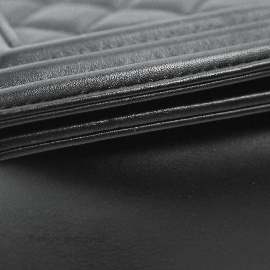 Chanel Quilted Medium Boy Black Calfskin Aged Gold Hardware