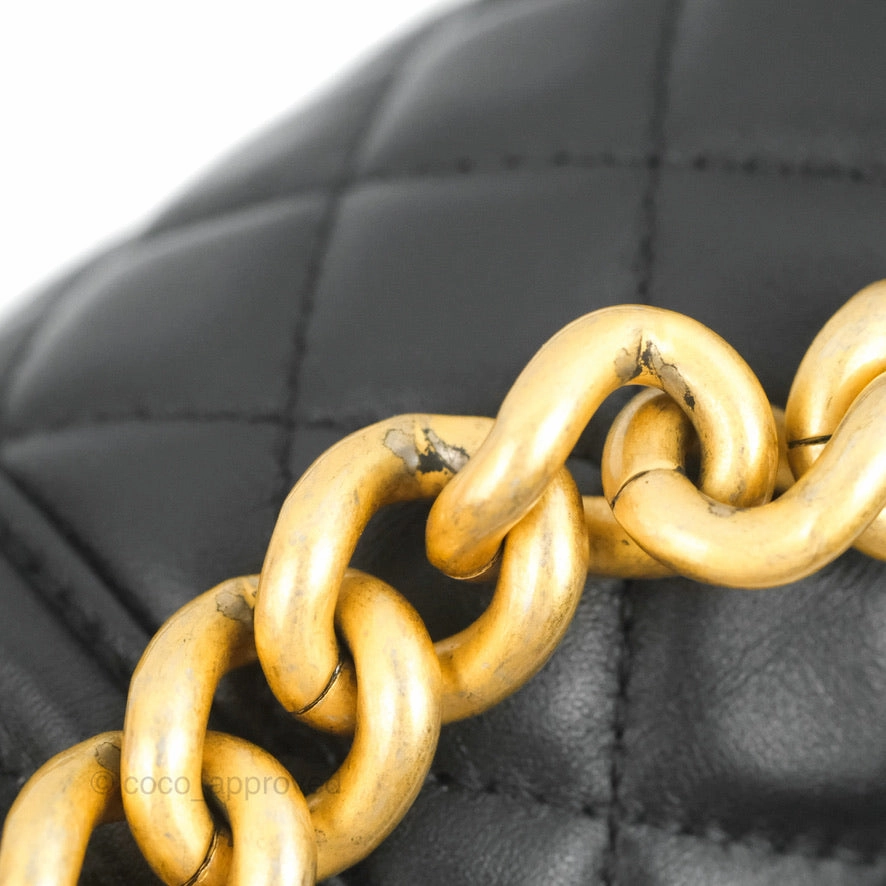 Chanel Quilted Medium Boy Black Calfskin Aged Gold Hardware