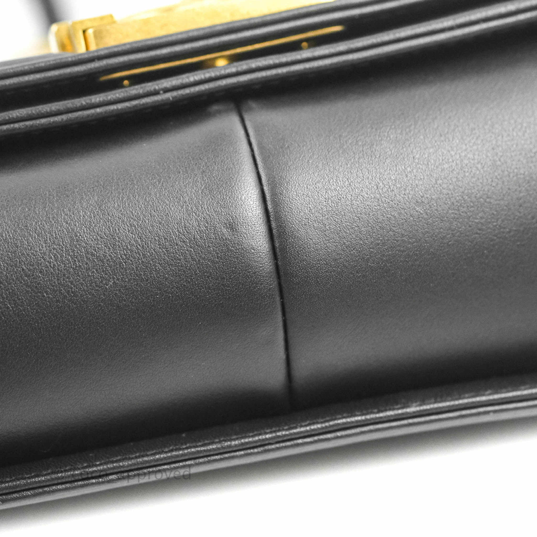 Chanel Quilted Medium Boy Black Calfskin Aged Gold Hardware