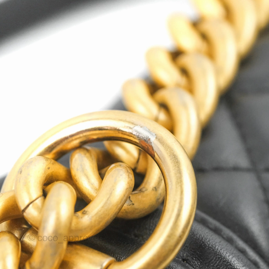 Chanel Quilted Medium Boy Black Calfskin Aged Gold Hardware