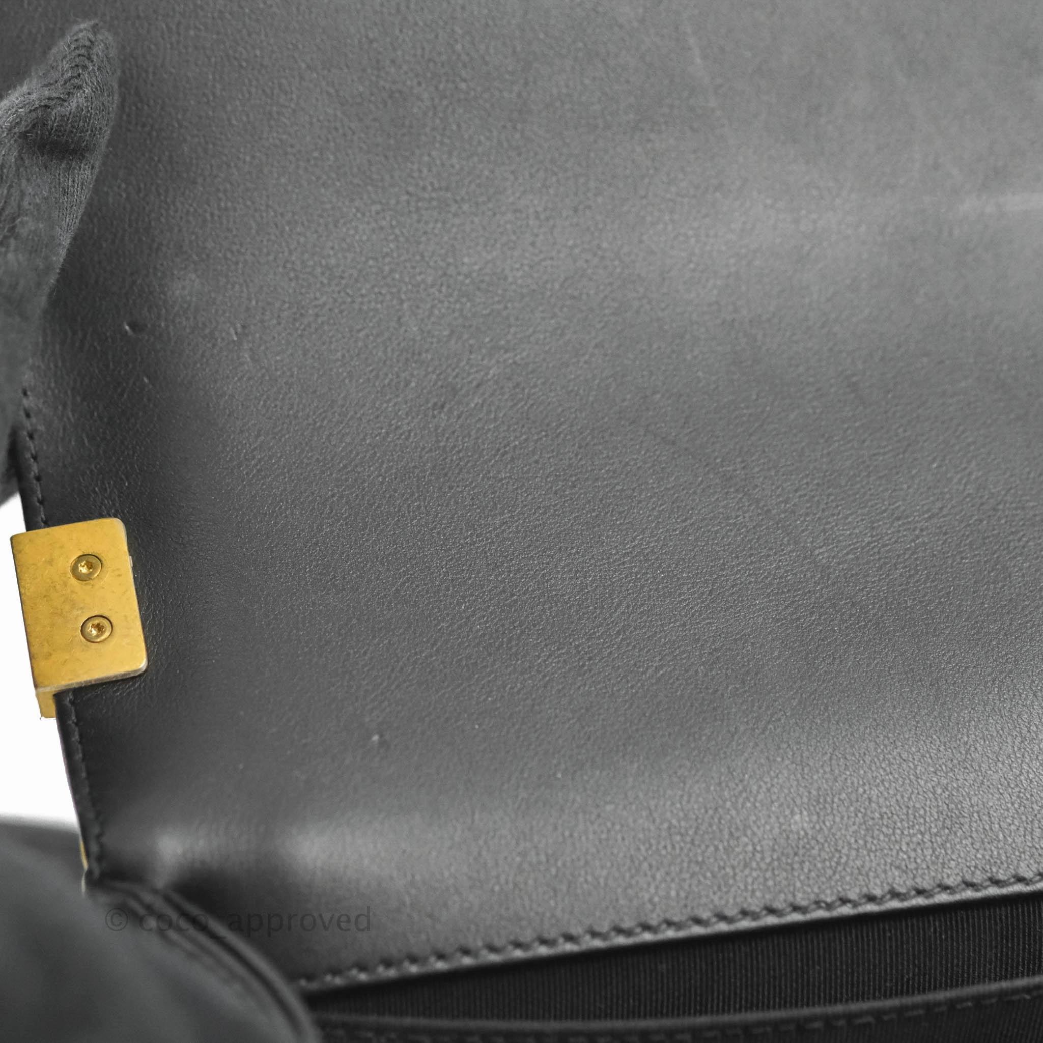 Chanel Quilted Medium Boy Black Calfskin Aged Gold Hardware